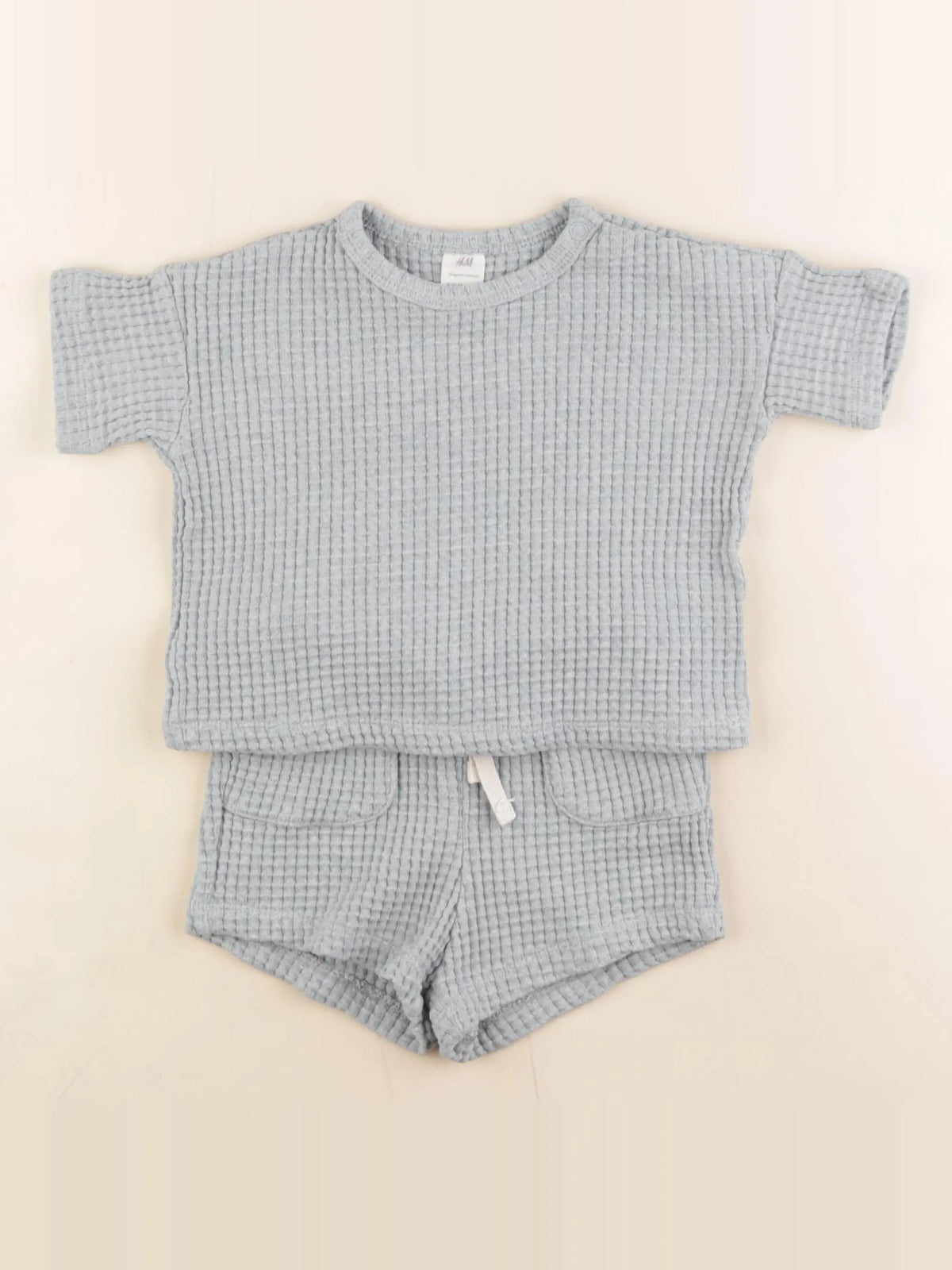 H&M - ensemble bleu - 6/9 mois