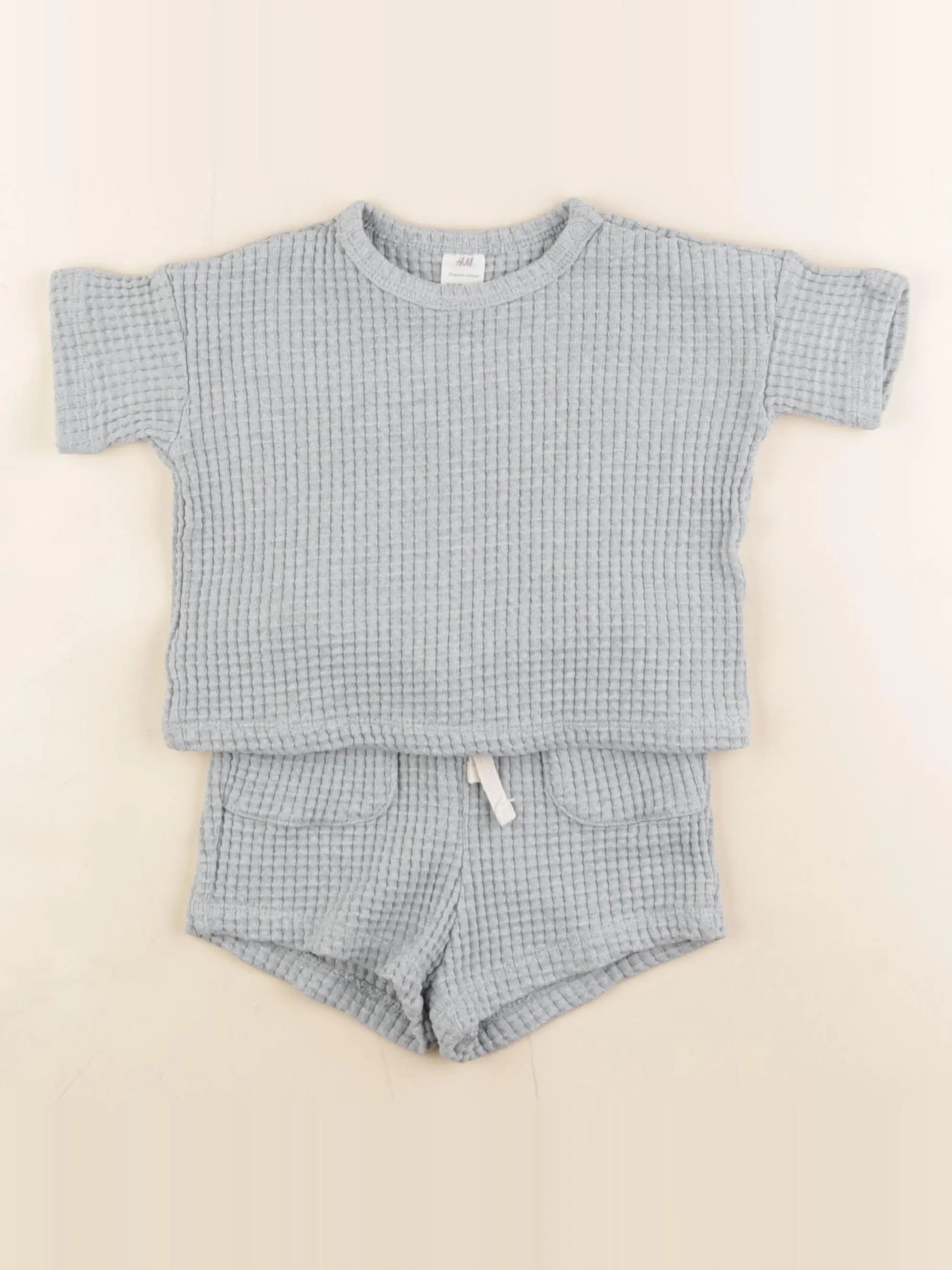 H&M - ensemble bleu - 6/9 mois