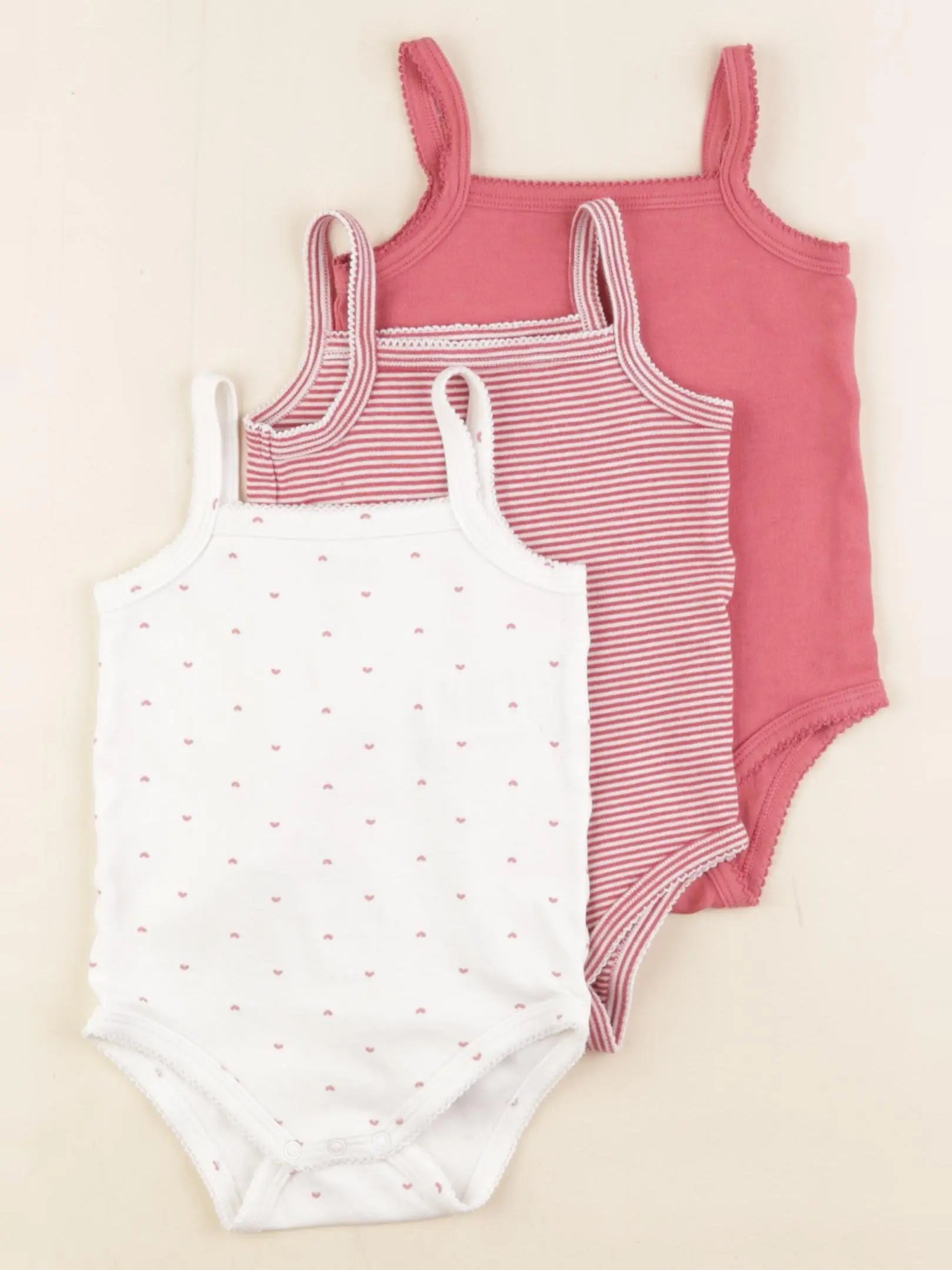 Vertbaudet - lot de 3 bodies en coton blanc, rose - 18 mois