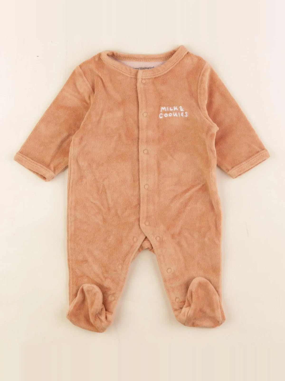 Vertbaudet - pyjama velours marron - 1 mois
