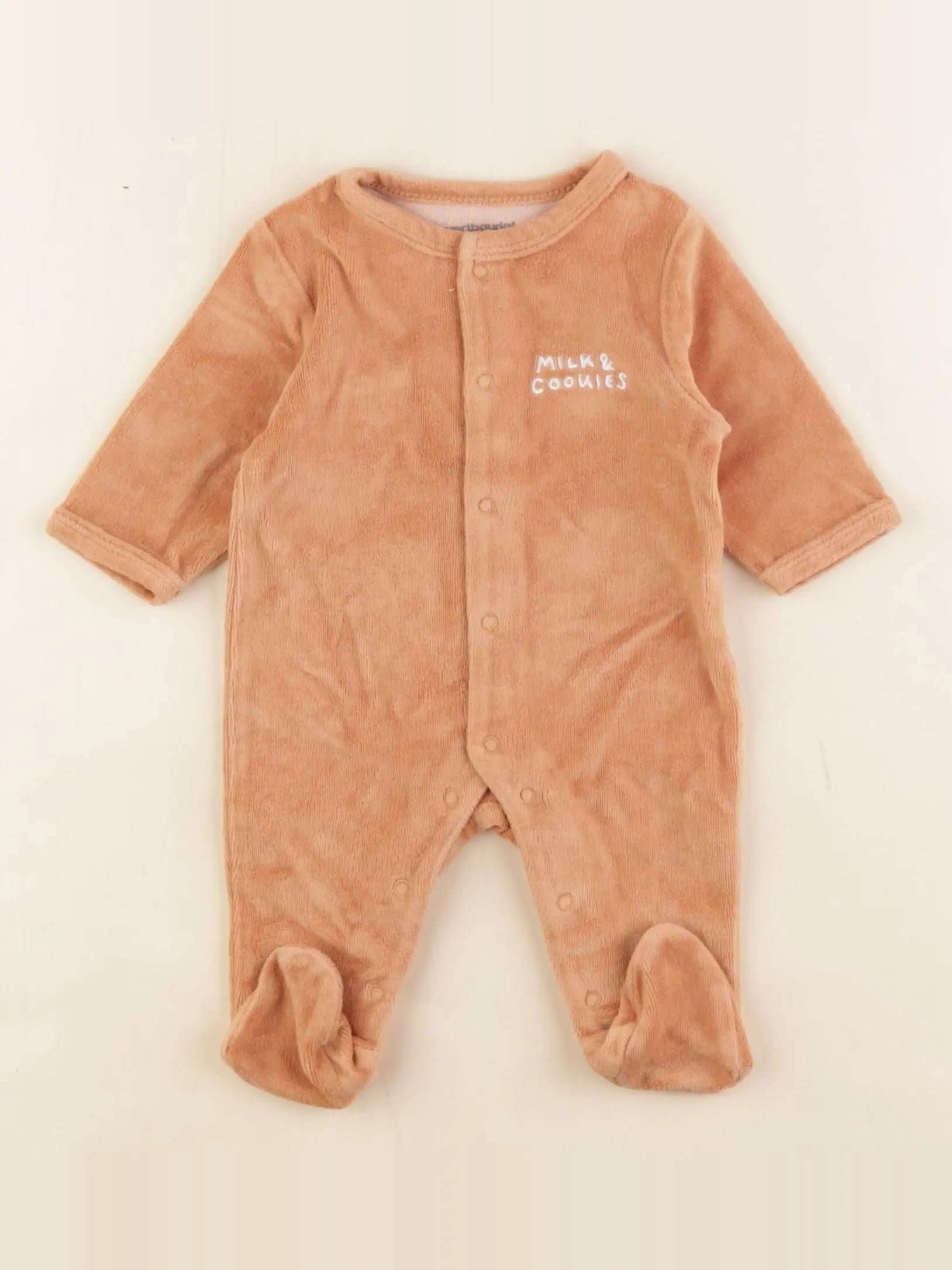 Vertbaudet - pyjama velours marron - 1 mois