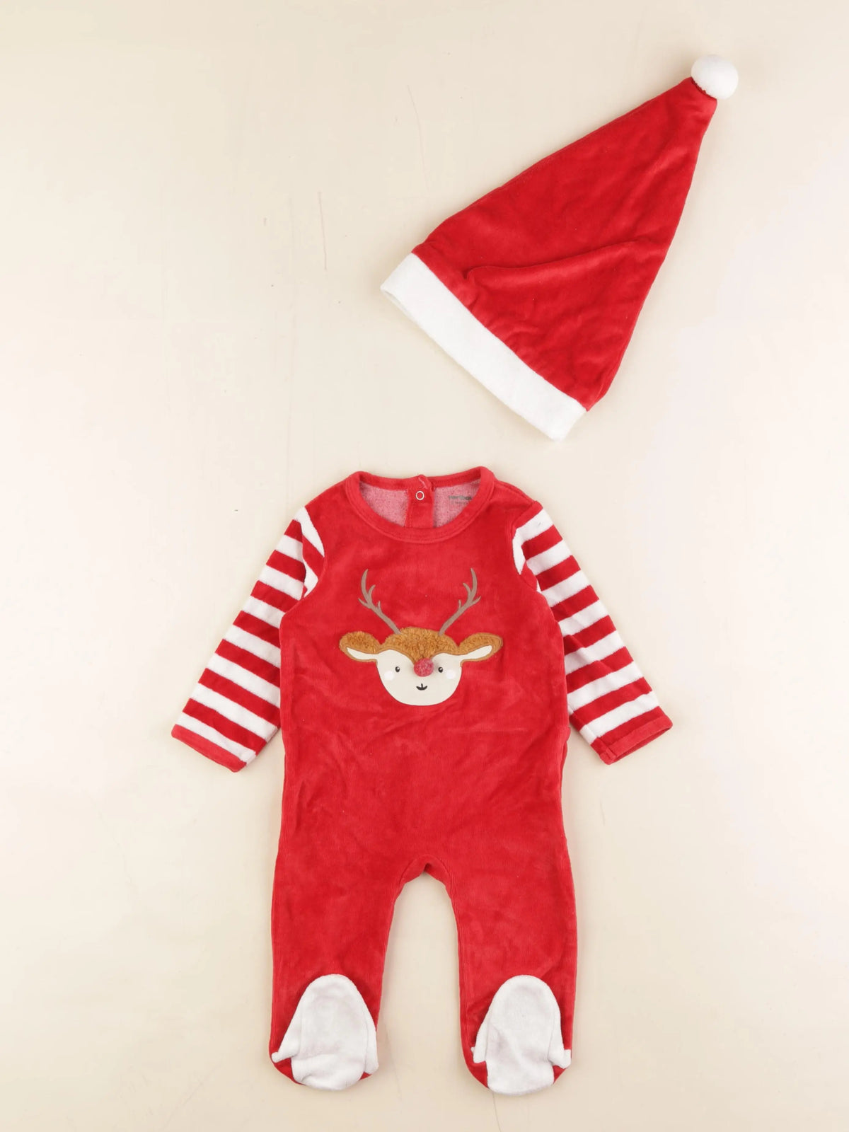 Vertbaudet - pyjama velours rouge - 6 mois