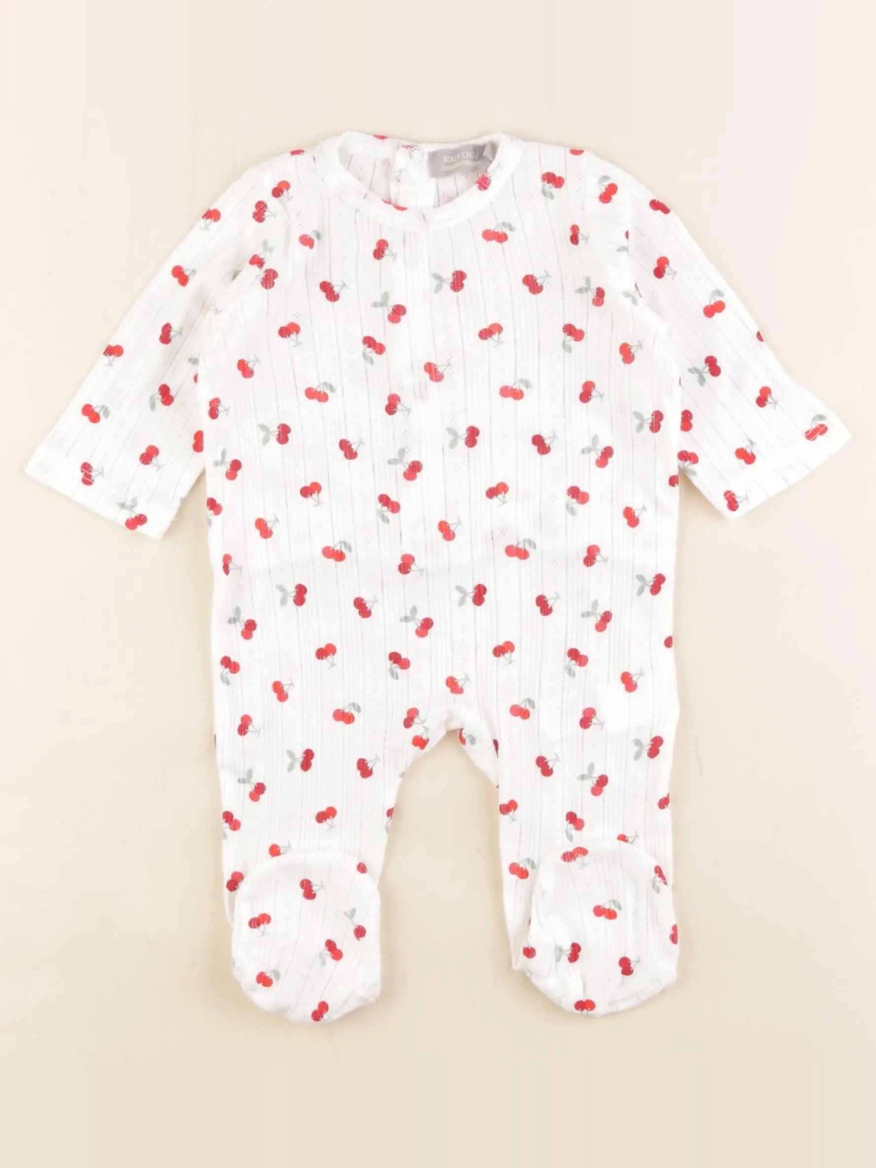 Boutchou - pyjama coton blanc, rouge - 3 mois