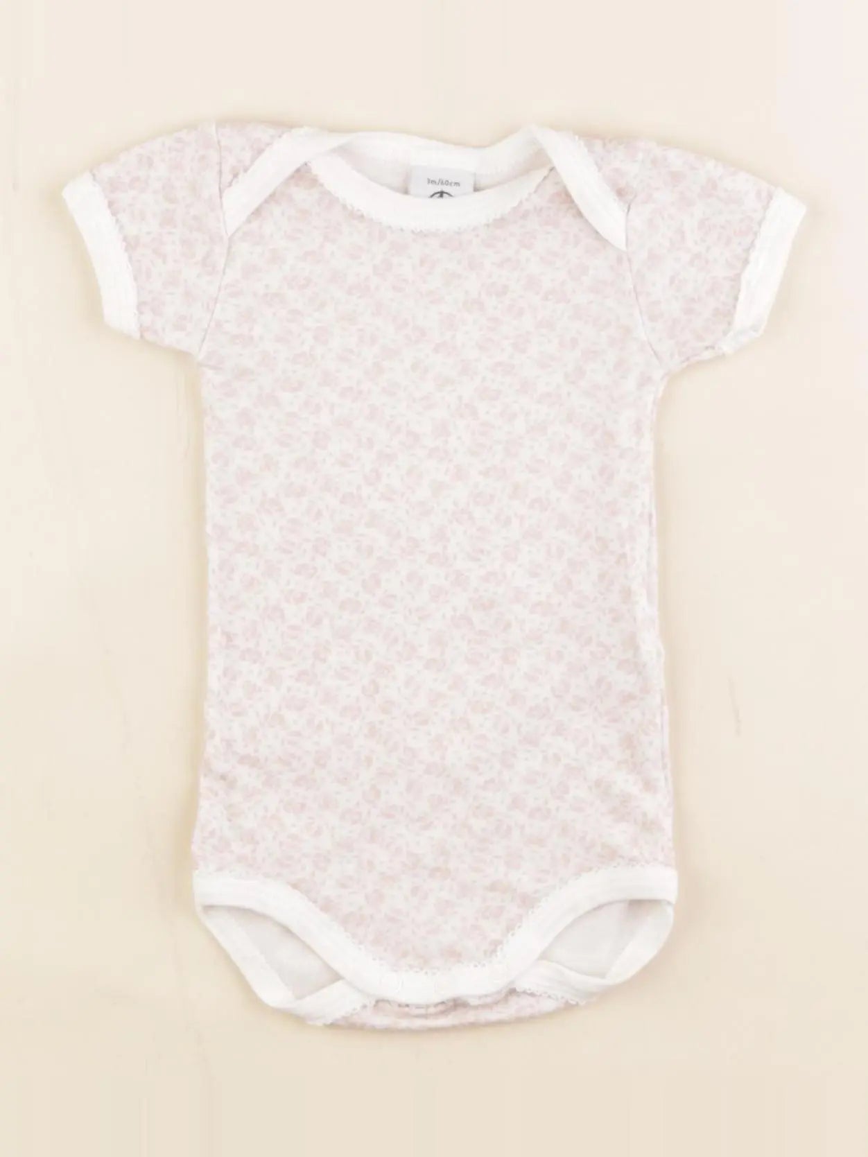 Petit Bateau - body blanc, rose - 3 mois