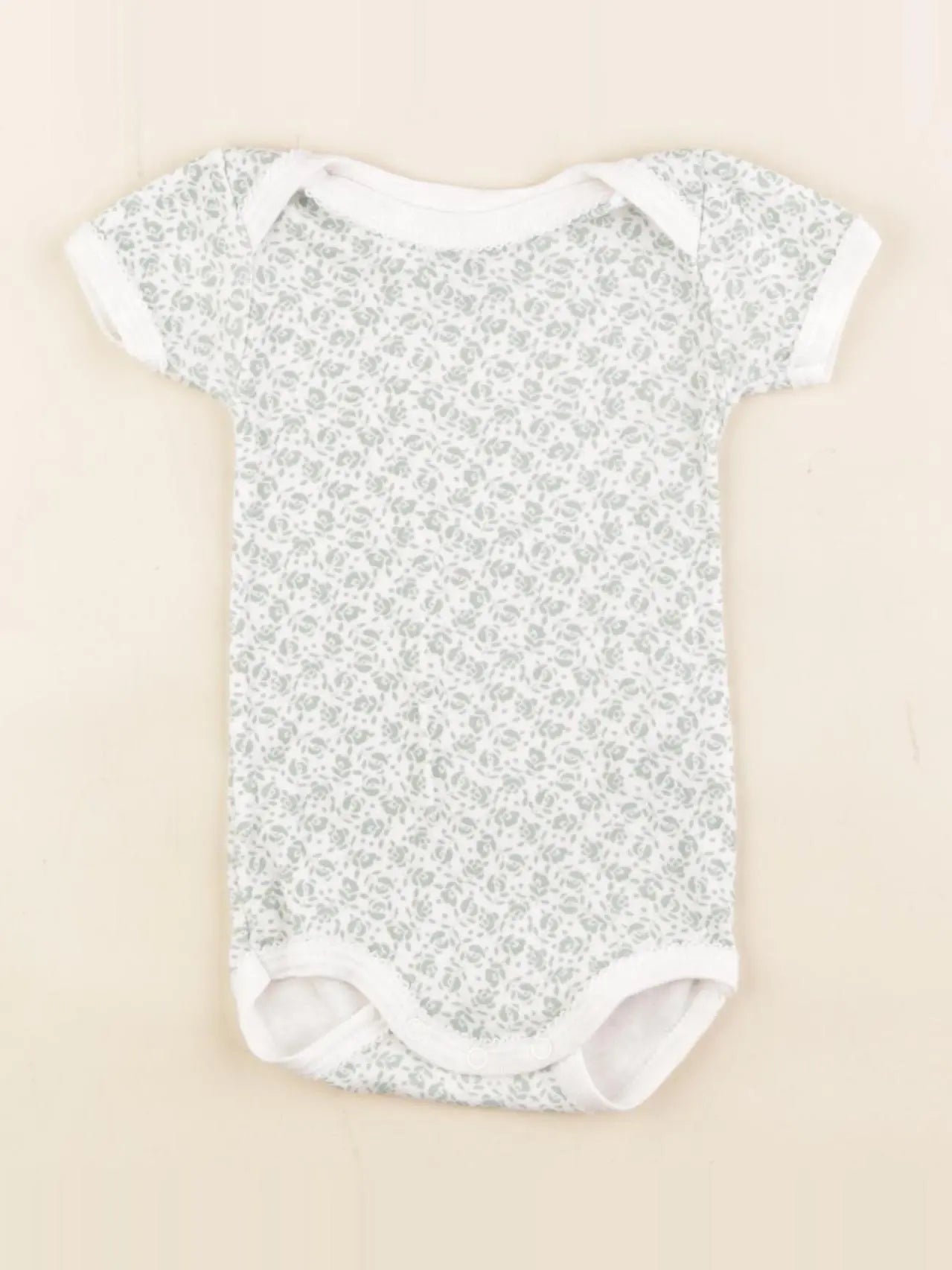 Petit Bateau - body blanc, vert - 3 mois
