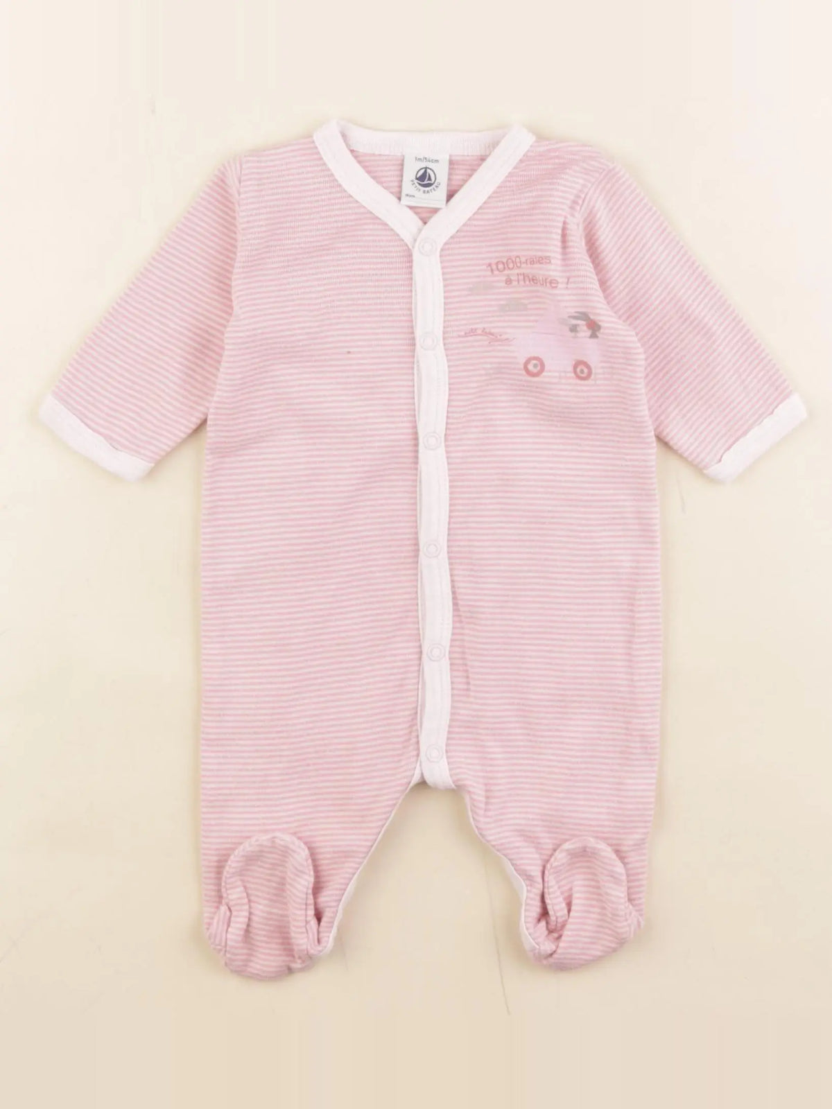 Petit Bateau - pyjama coton rose - 1 mois