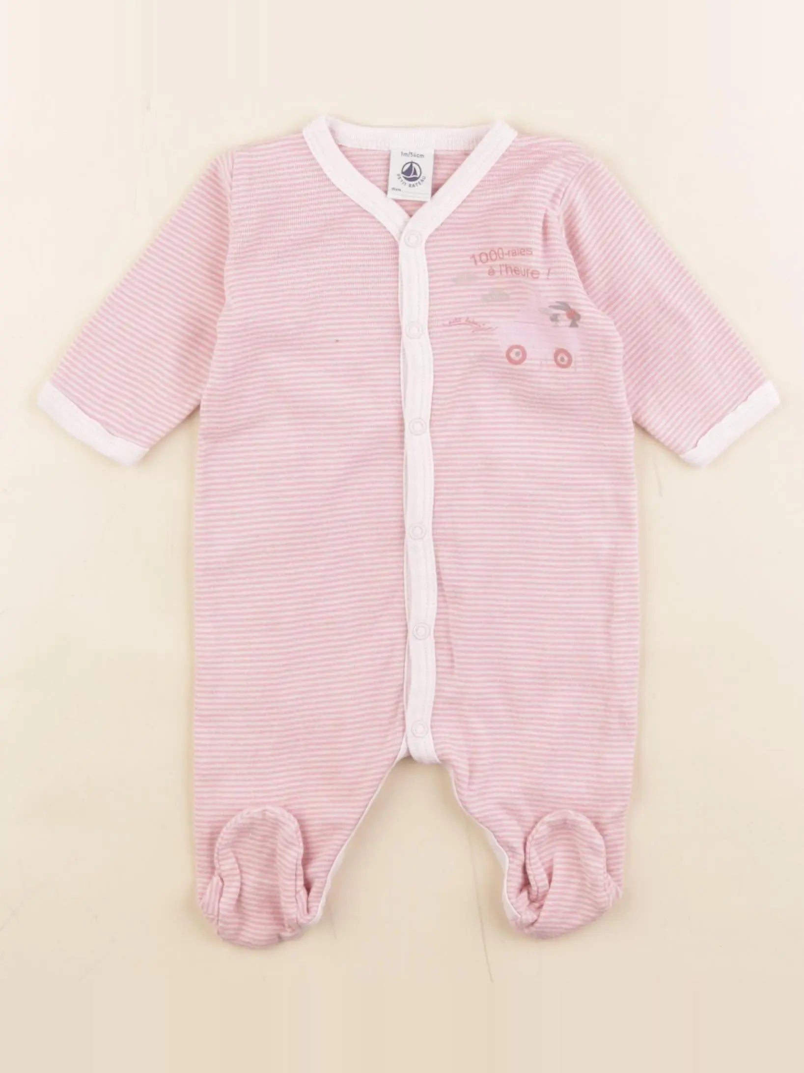 Petit Bateau - pyjama coton rose - 1 mois