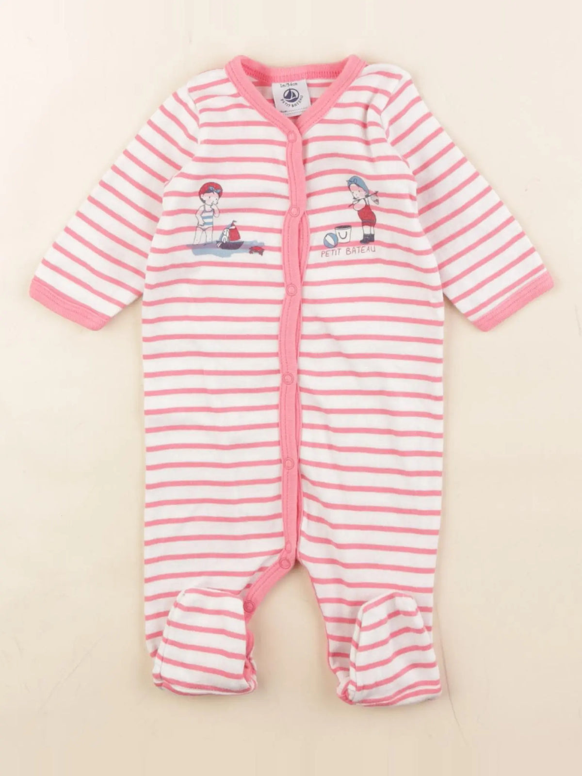 Petit Bateau - pyjama coton rose - 1 mois