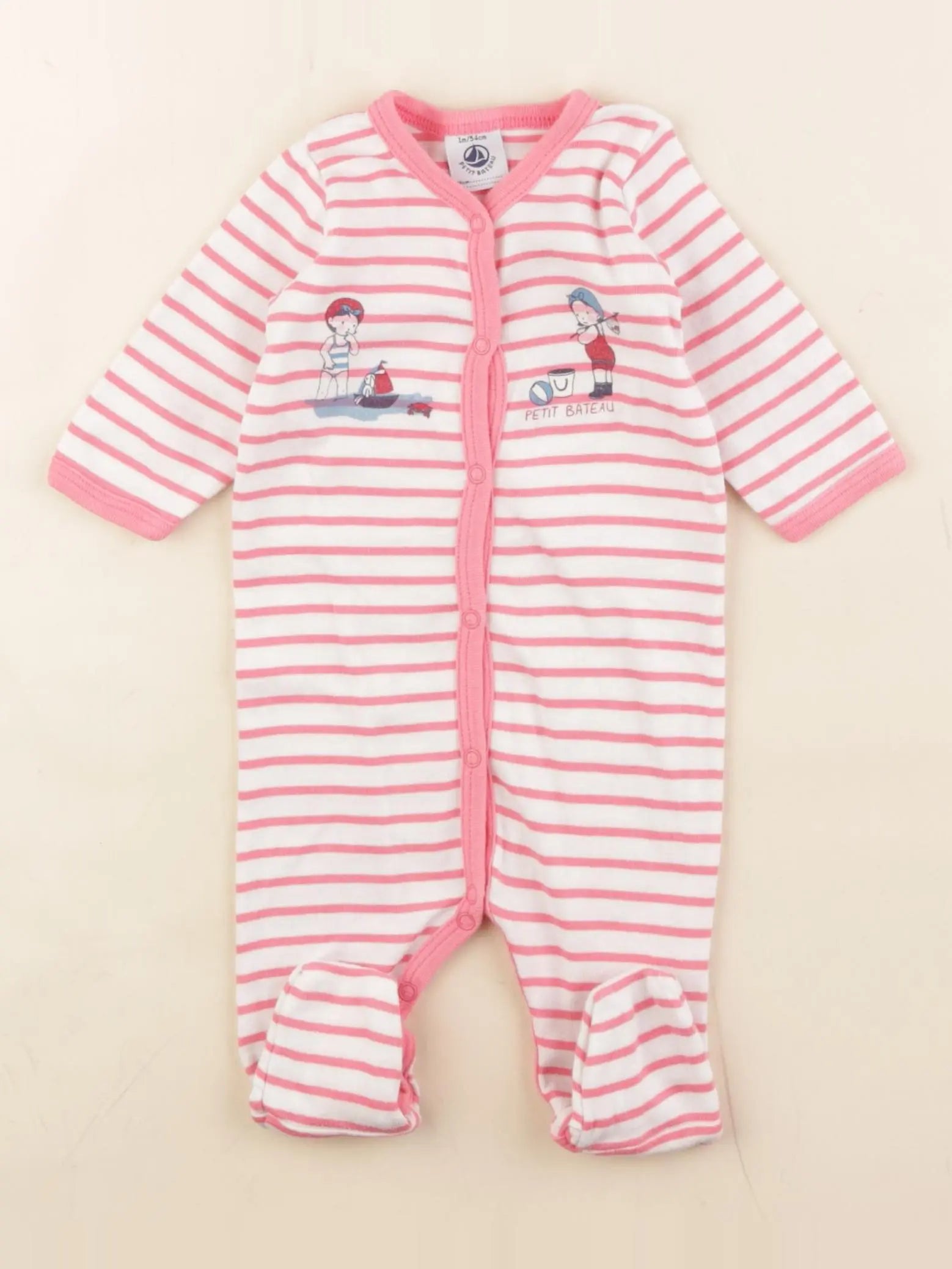 Petit Bateau - pyjama coton rose - 1 mois