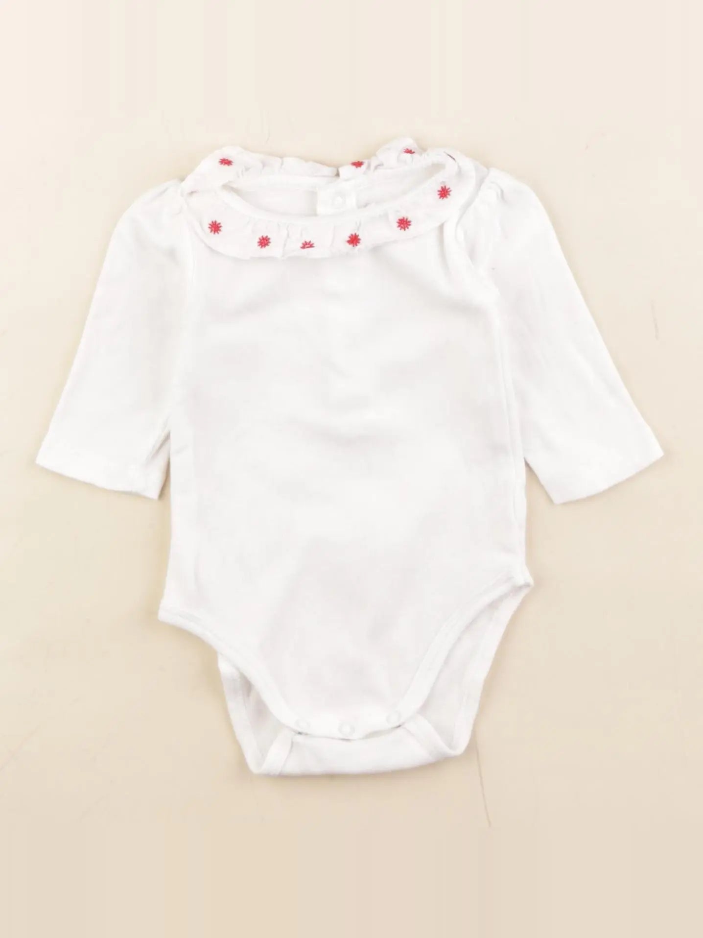 Boutchou - body à col blanc, rouge - 3 mois