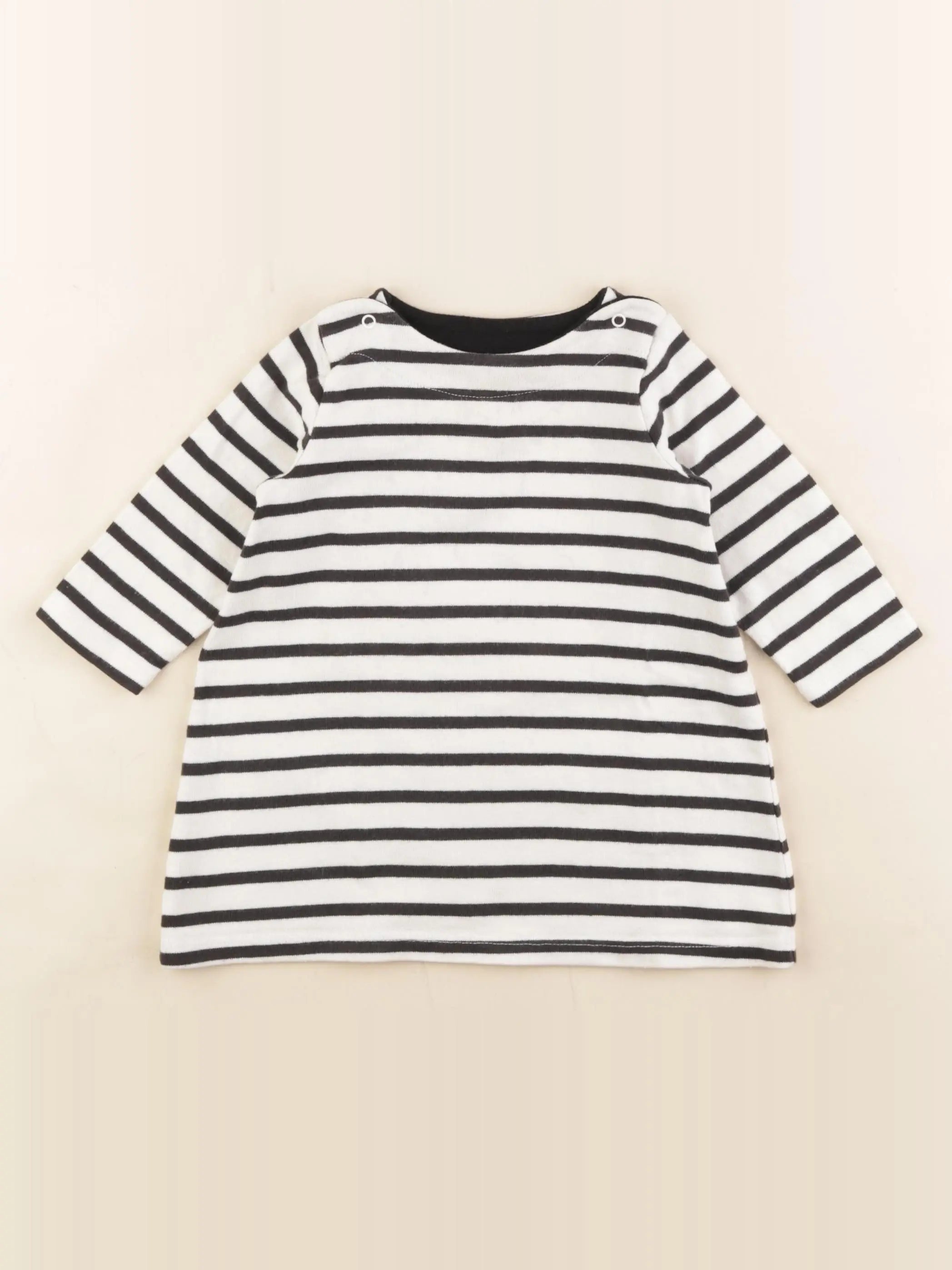Petit Bateau - robe beige, noir - 12 mois