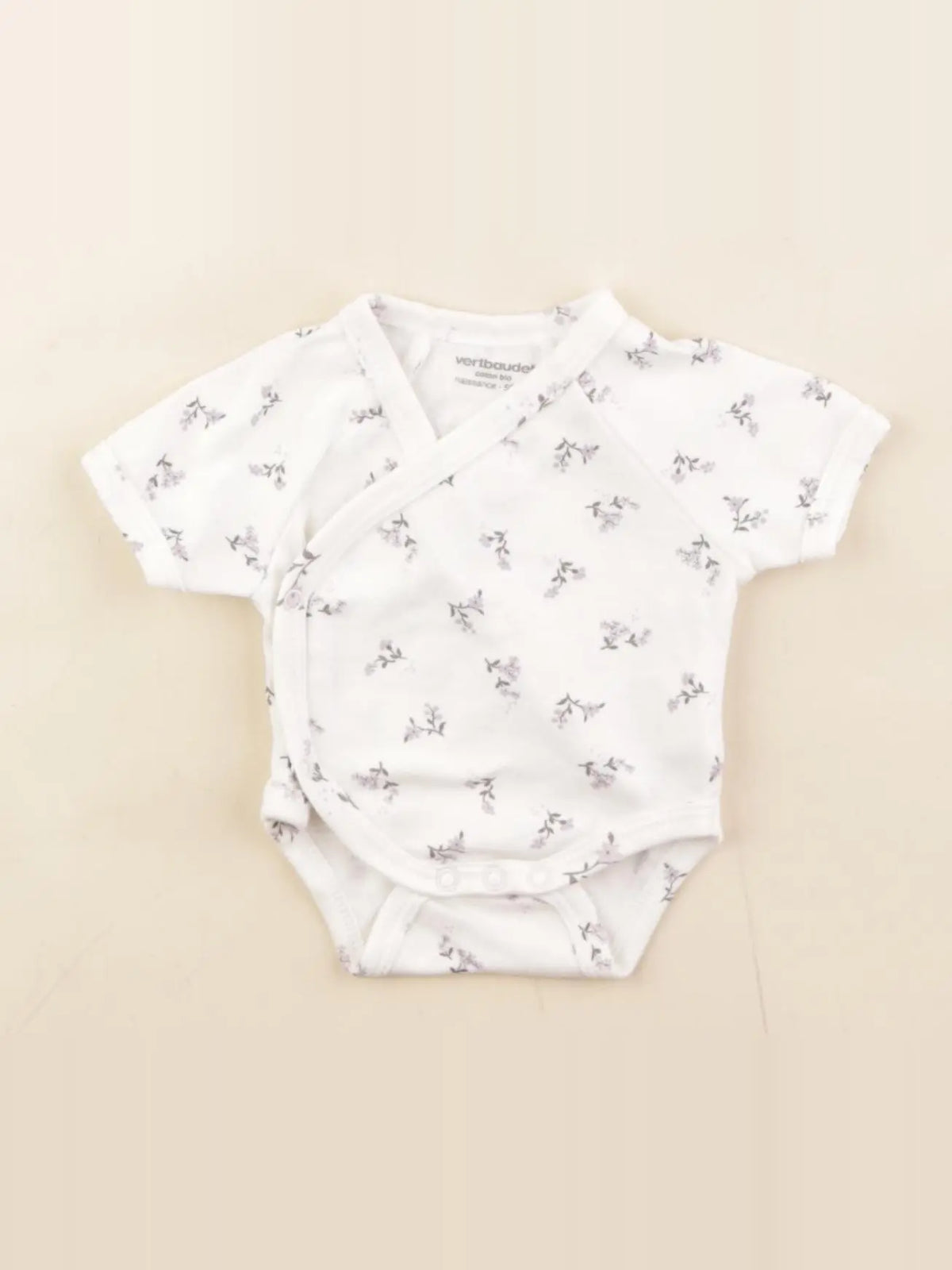 Vertbaudet - body violet, blanc - 0 mois