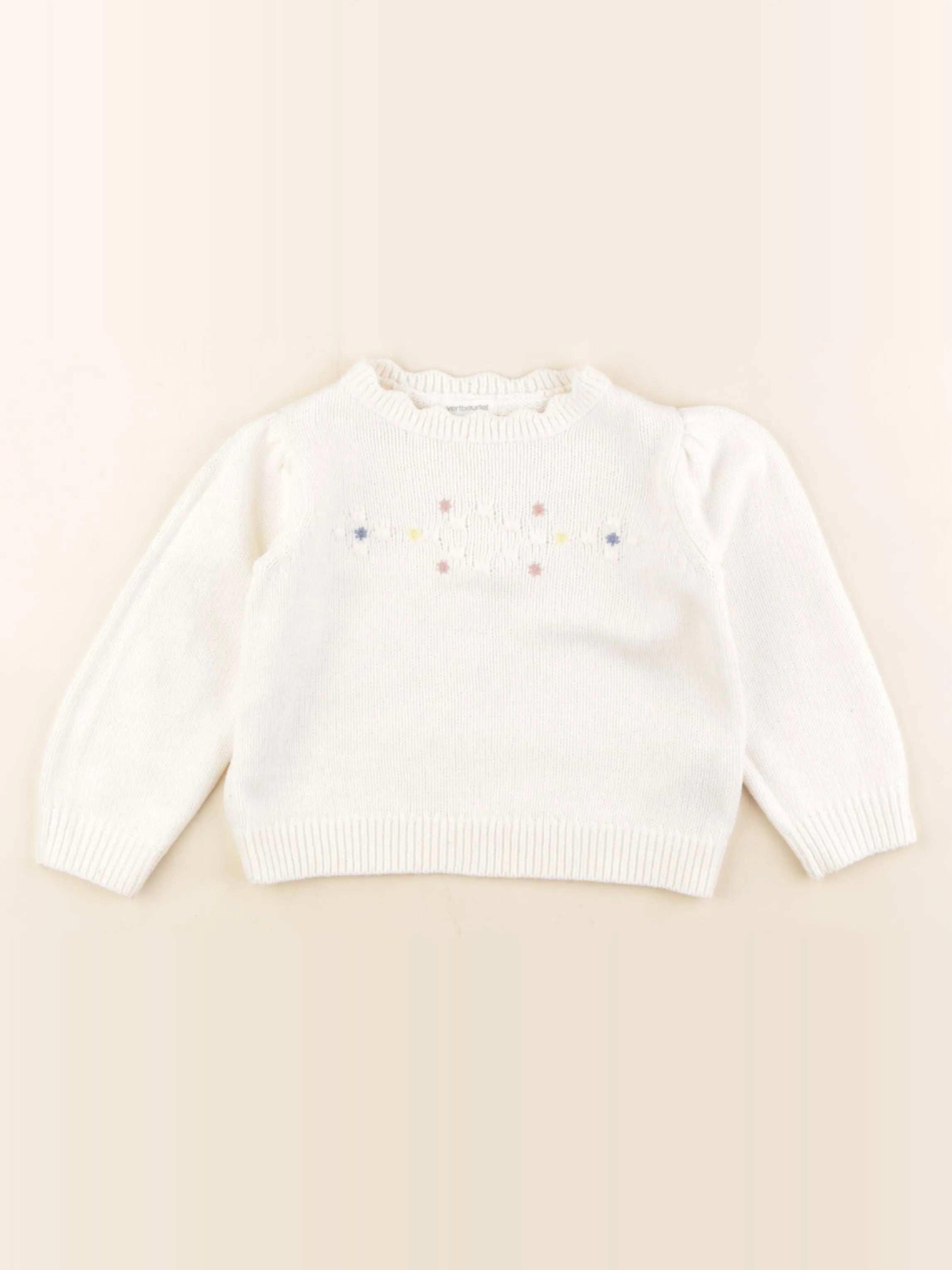 Vertbaudet - pull blanc - 2 ans