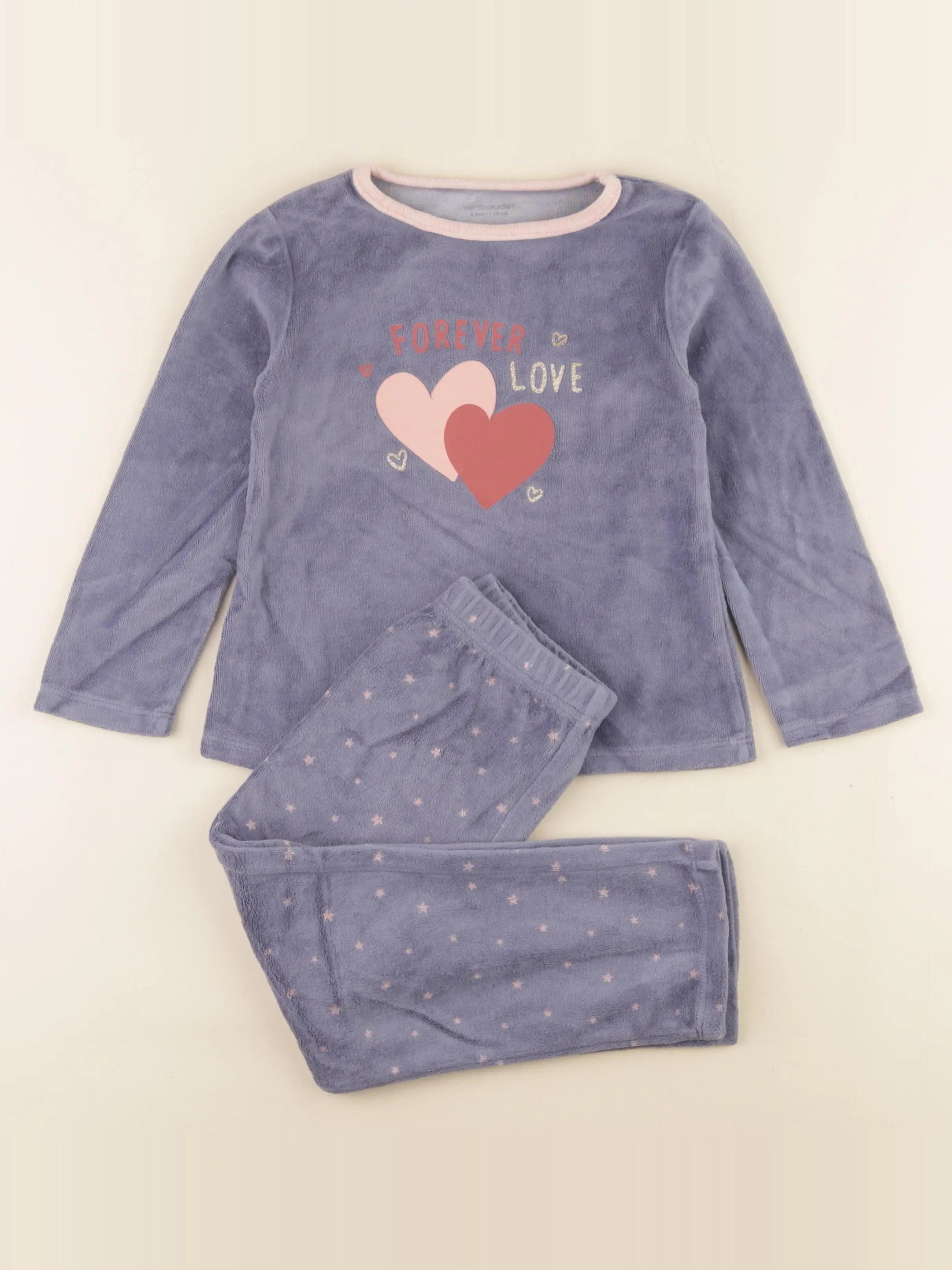 Vertbaudet - pyjama velours bleu - 5 ans
