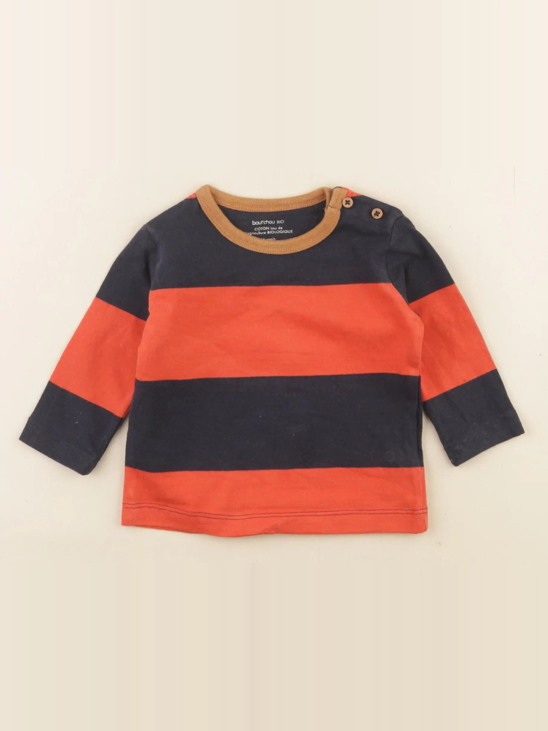 Boutchou - tee-shirt bleu, orange - 6 mois