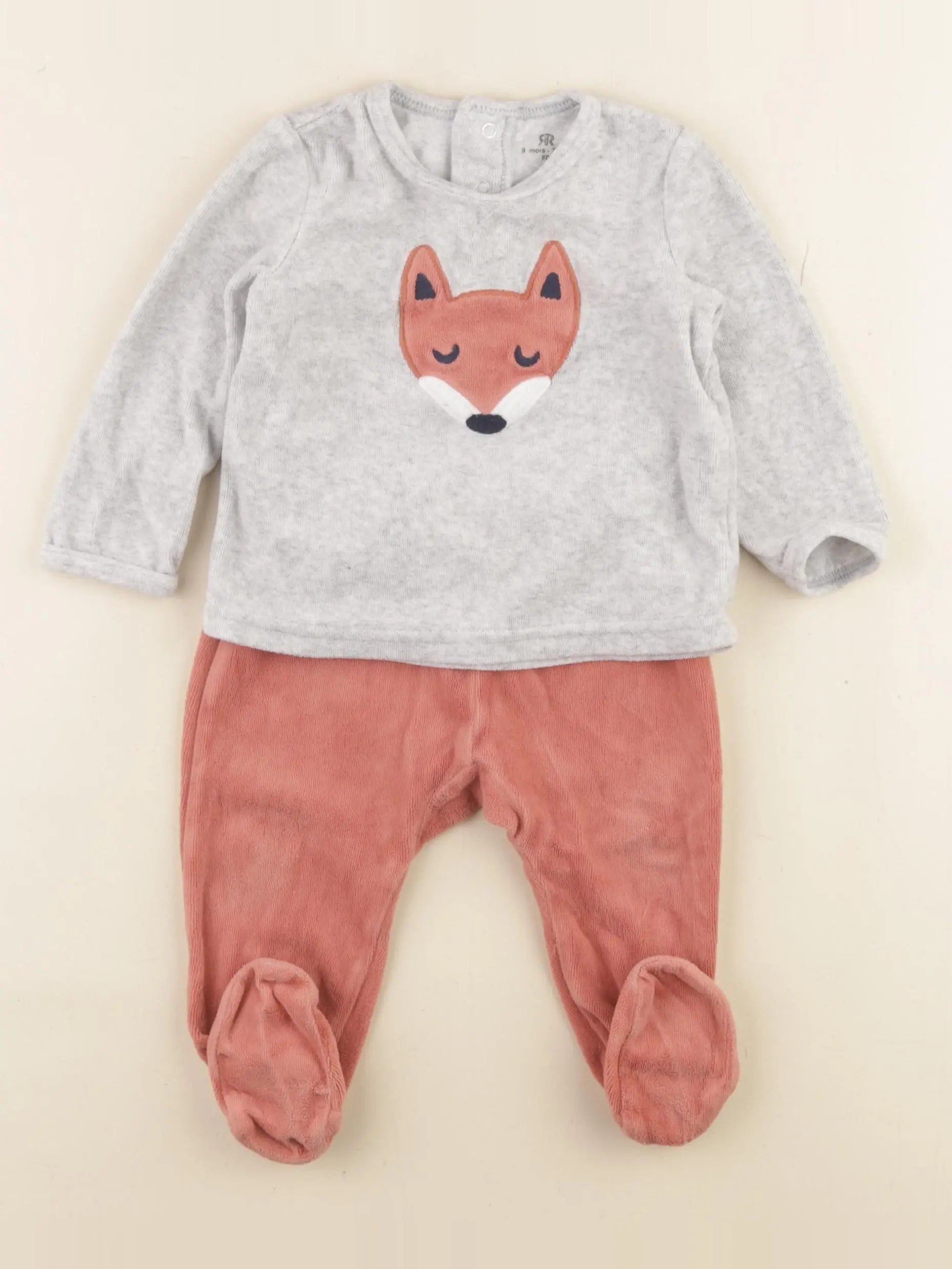 La Redoute - pyjama velours gris, marron - 9 mois