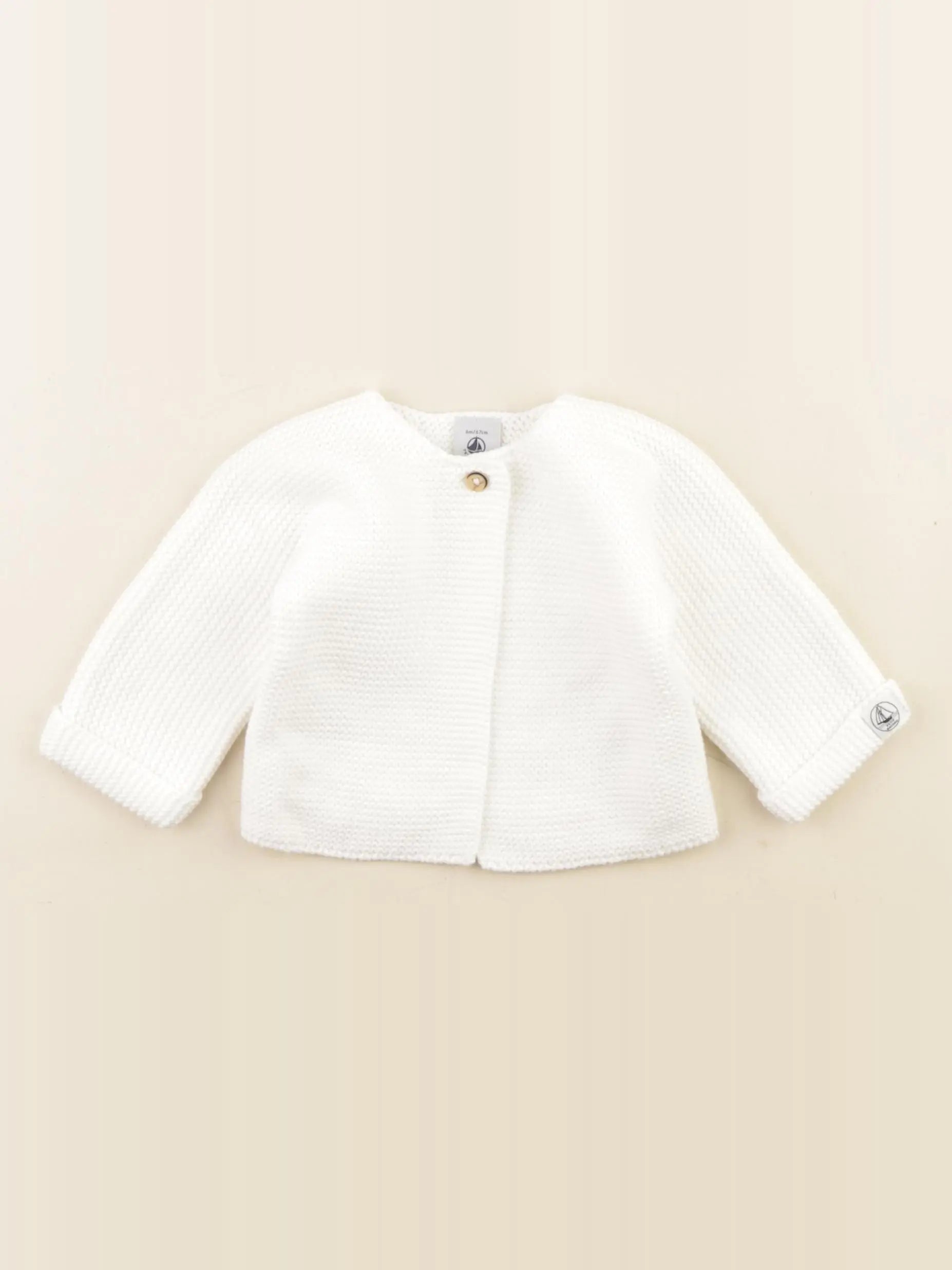 Petit Bateau - gilet blanc - 6 mois