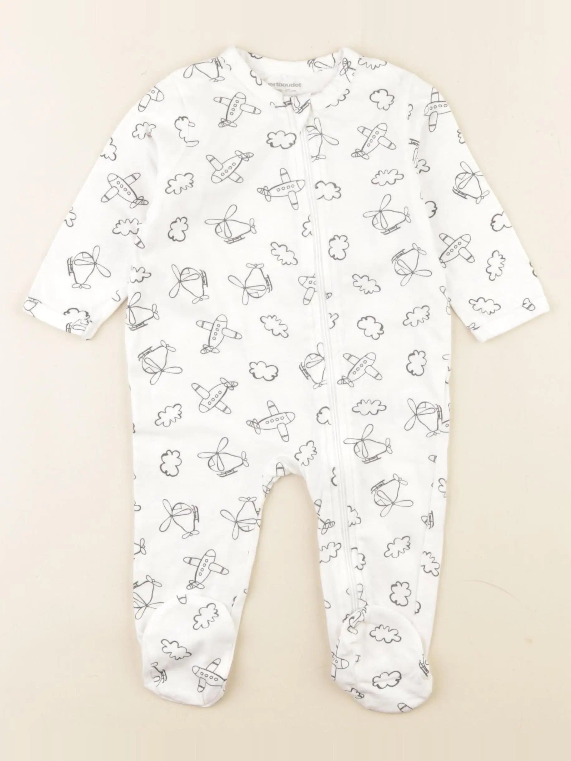 Vertbaudet - pyjama coton blanc - 6 mois