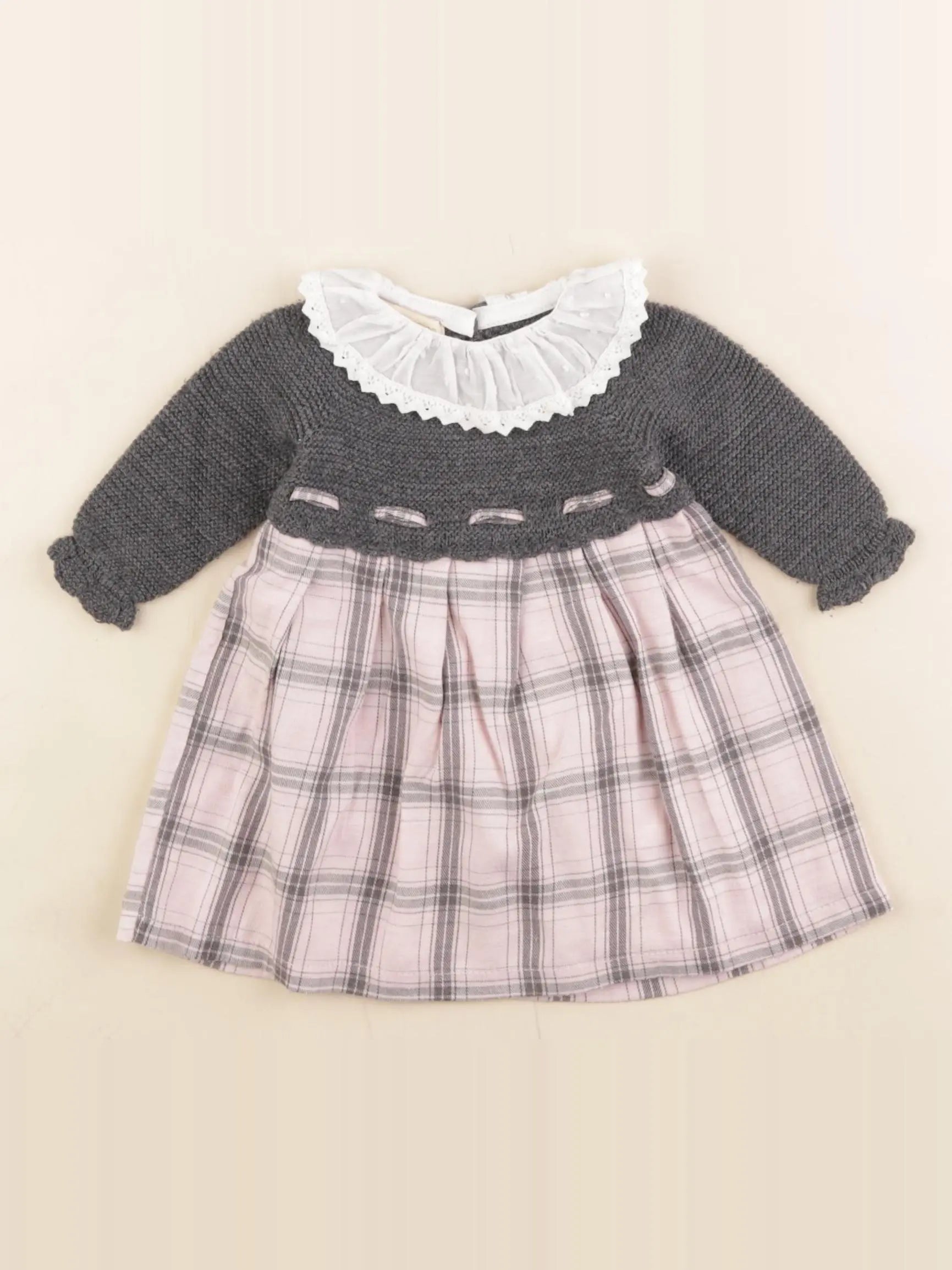 Lola Palacios - robe gris, rose - 3 mois