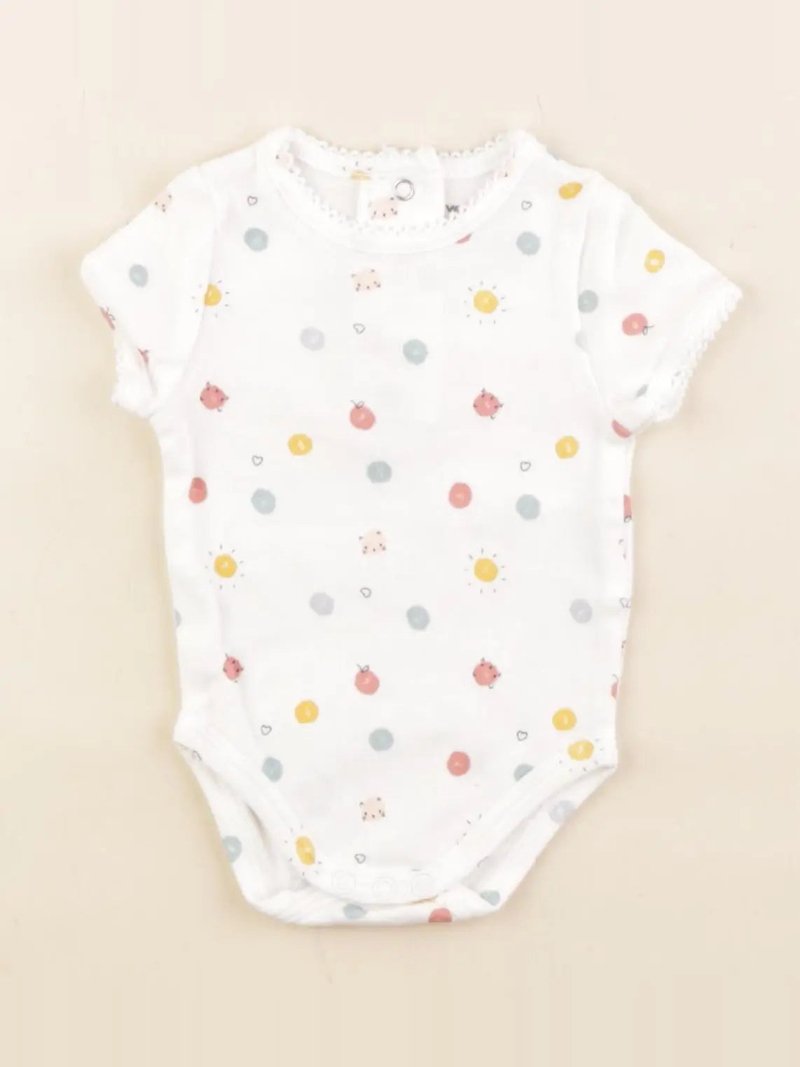 Vertbaudet - body multicolore, blanc - 1 mois