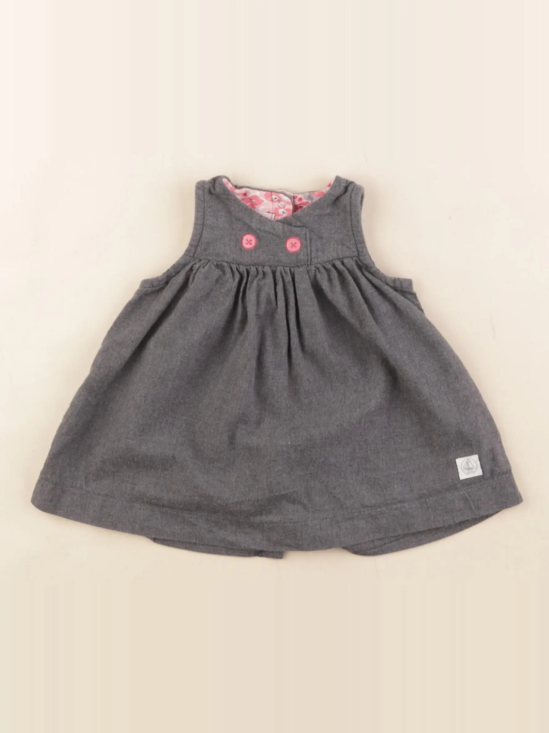 Petit Bateau - robe gris - 3 mois