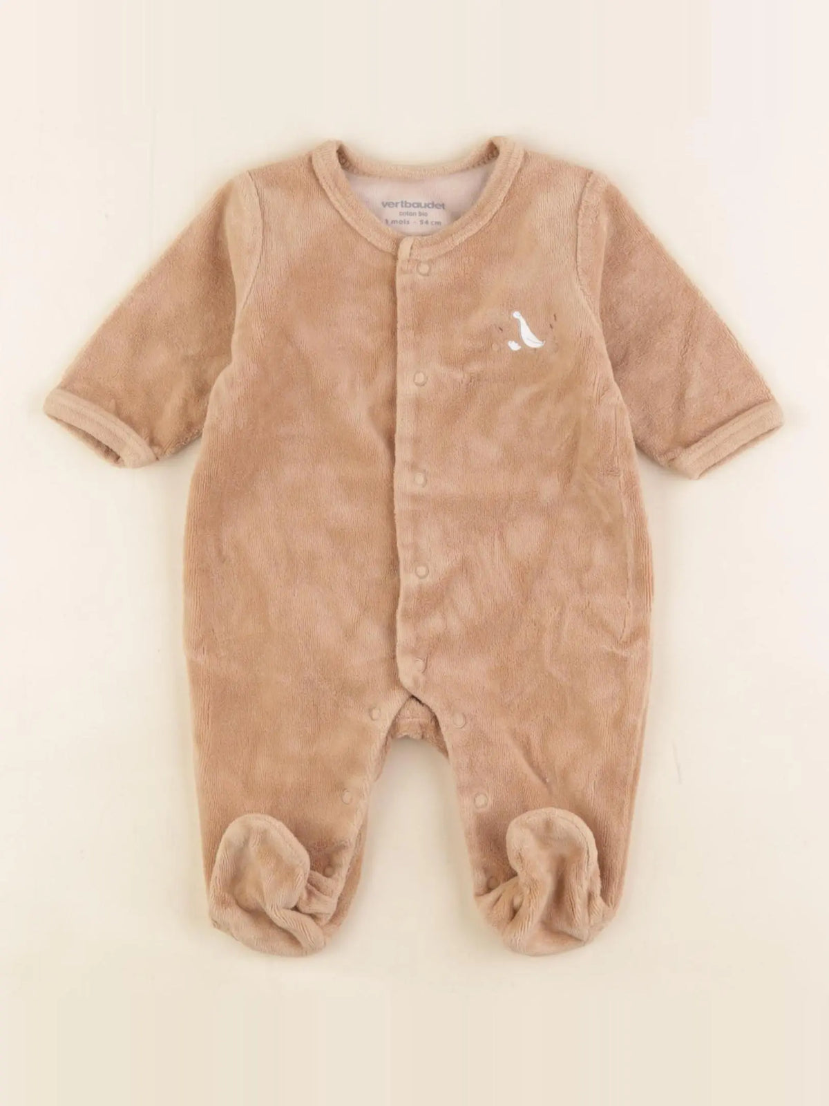 Vertbaudet - pyjama velours marron - 1 mois