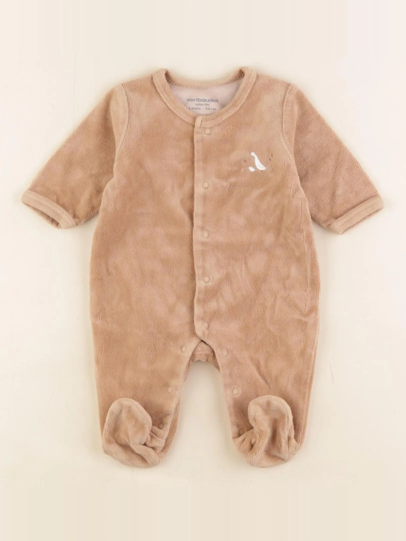 Vertbaudet - pyjama velours marron - 1 mois