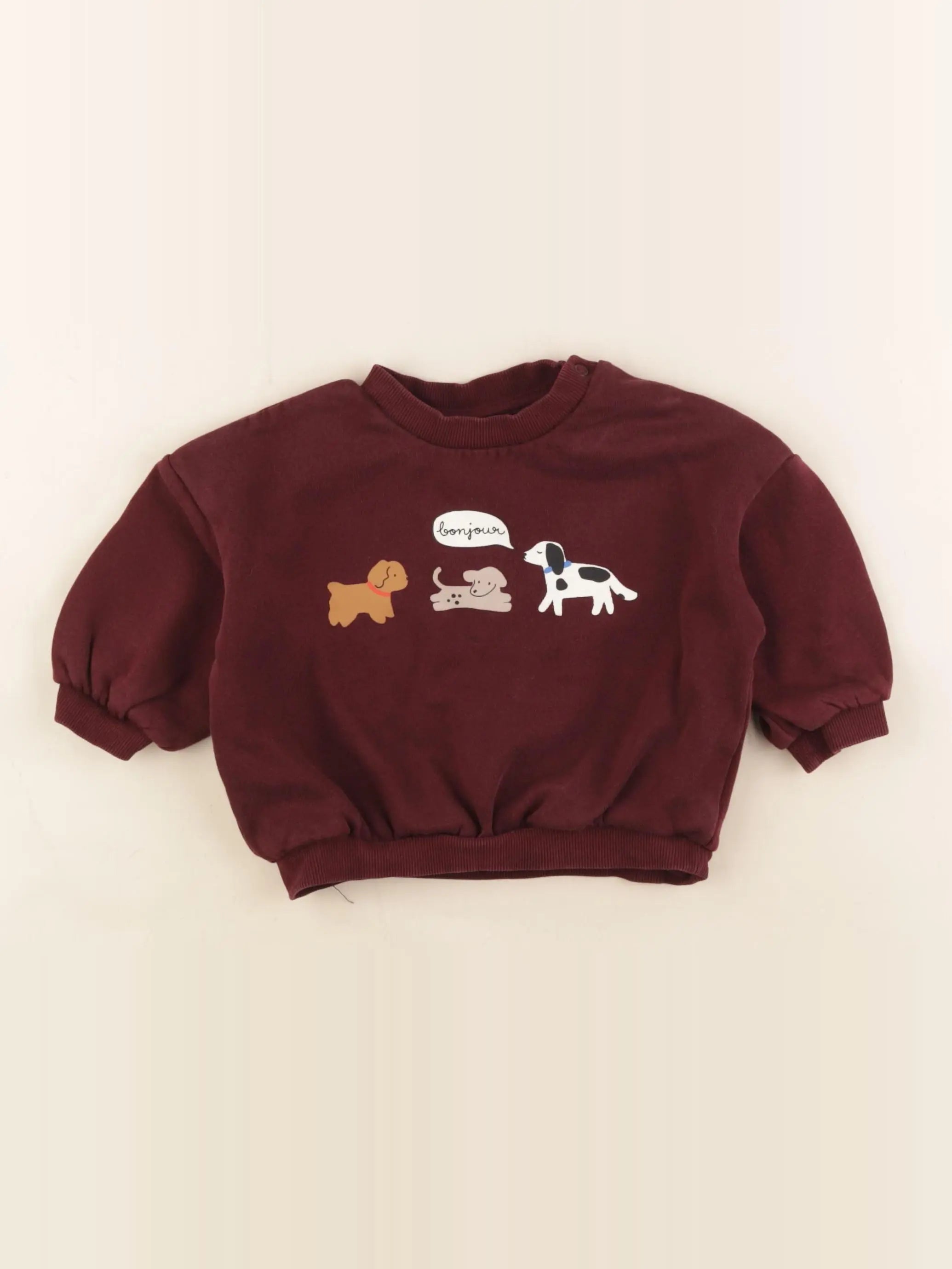 H&M - sweat rouge - 6/9 mois