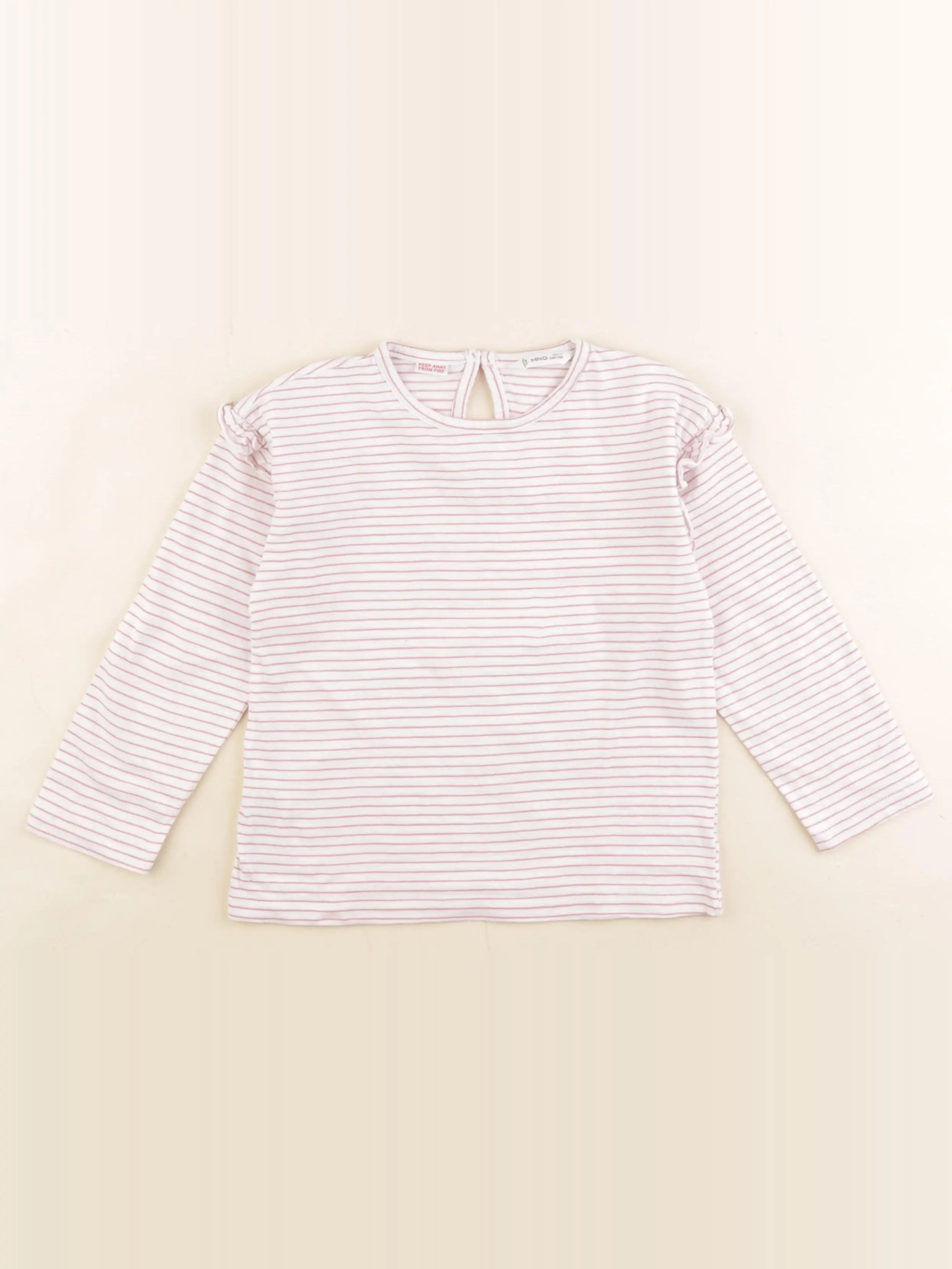 Mango - tee-shirt rose, blanc - 3/4 ans