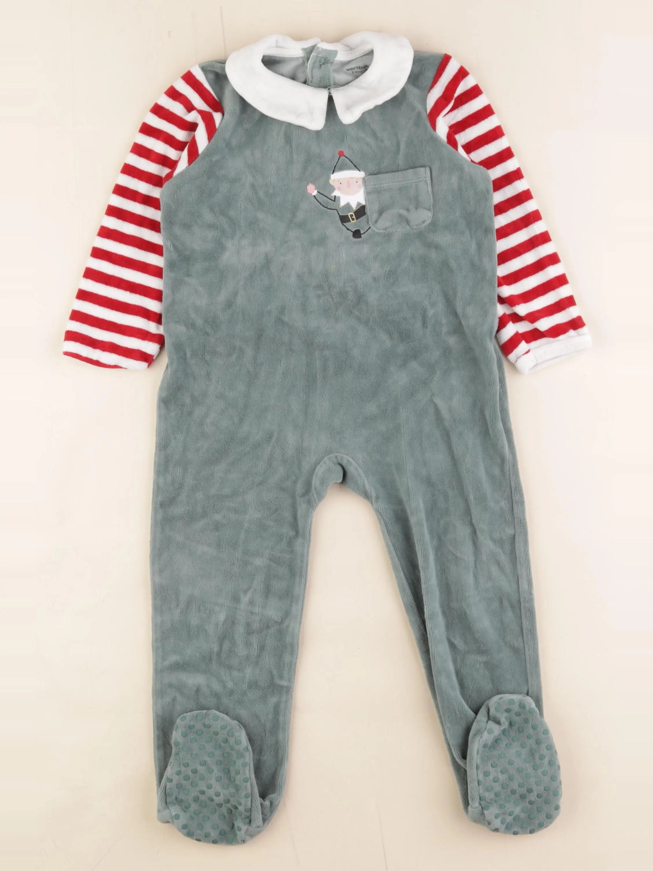 Vertbaudet - pyjama velours vert - 3 ans