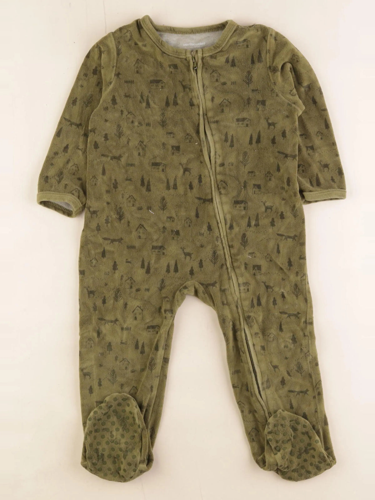 Vertbaudet - pyjama velours vert - 2 ans