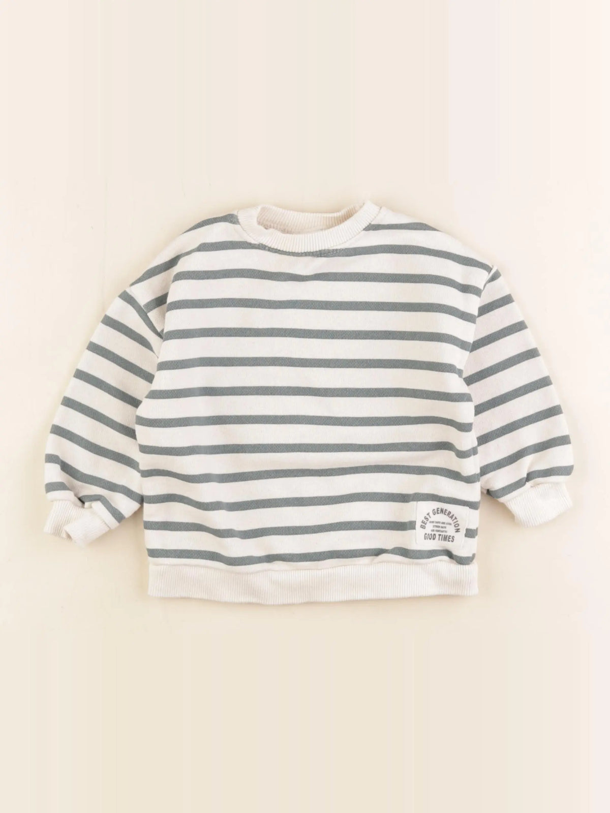 Zara - sweat beige, vert - 6/9 mois