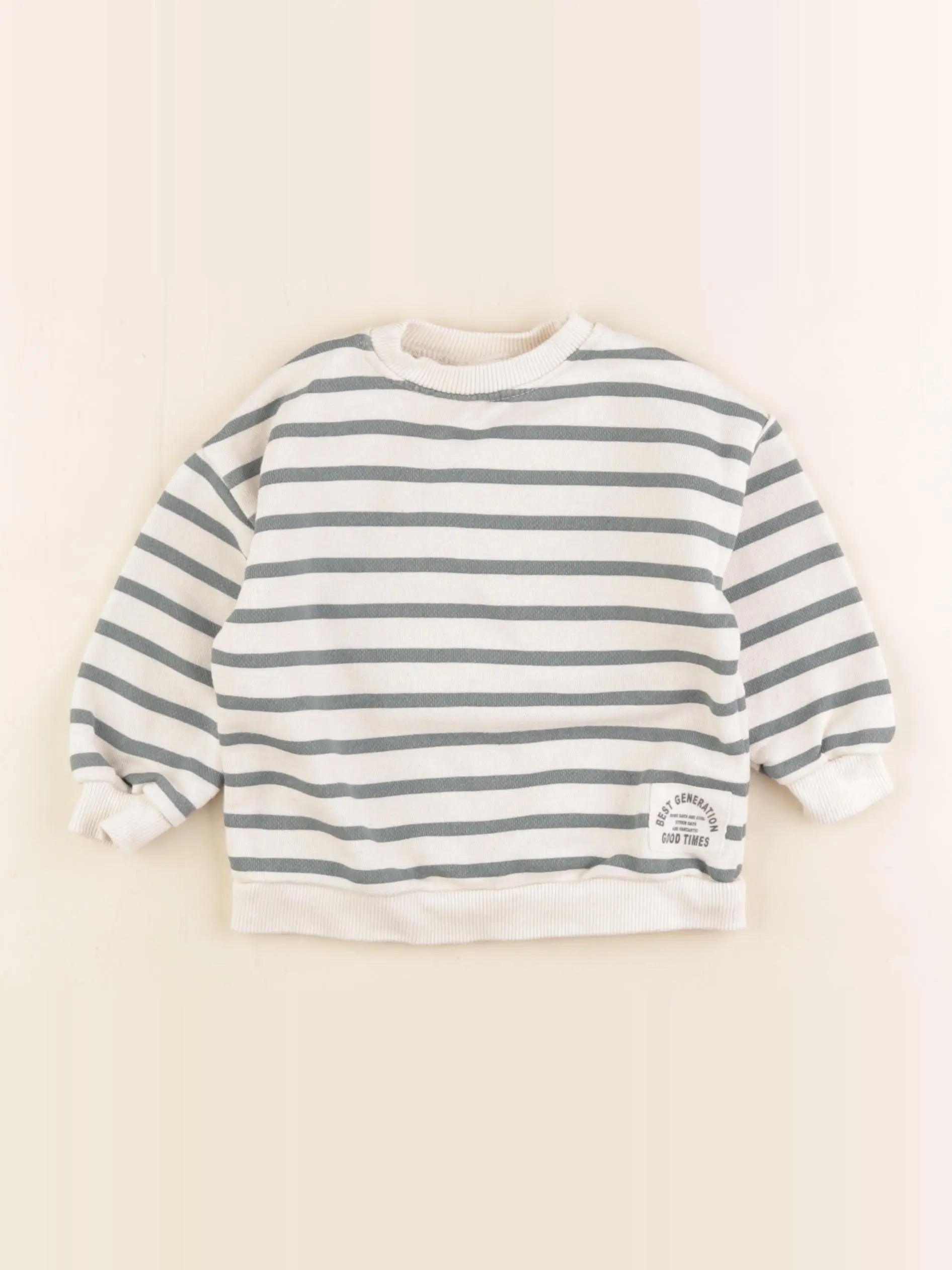 Zara - sweat beige, vert - 6/9 mois