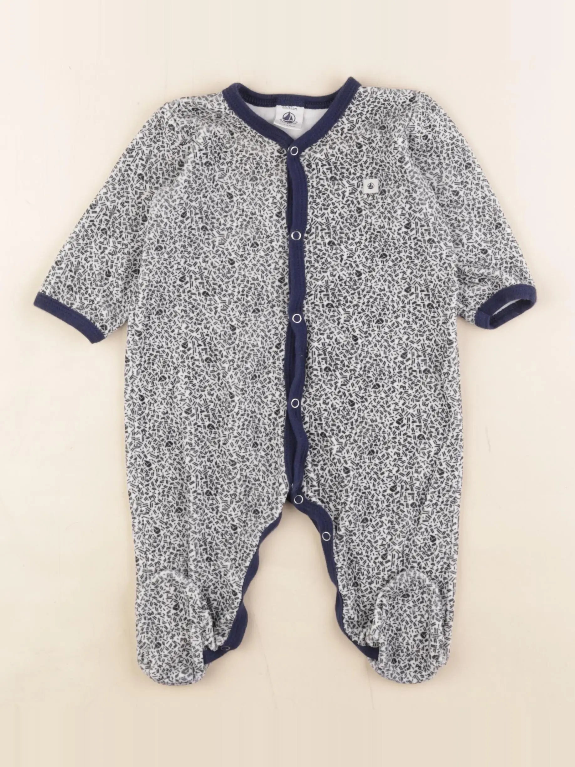 Petit Bateau - pyjama velours bleu - 6 mois