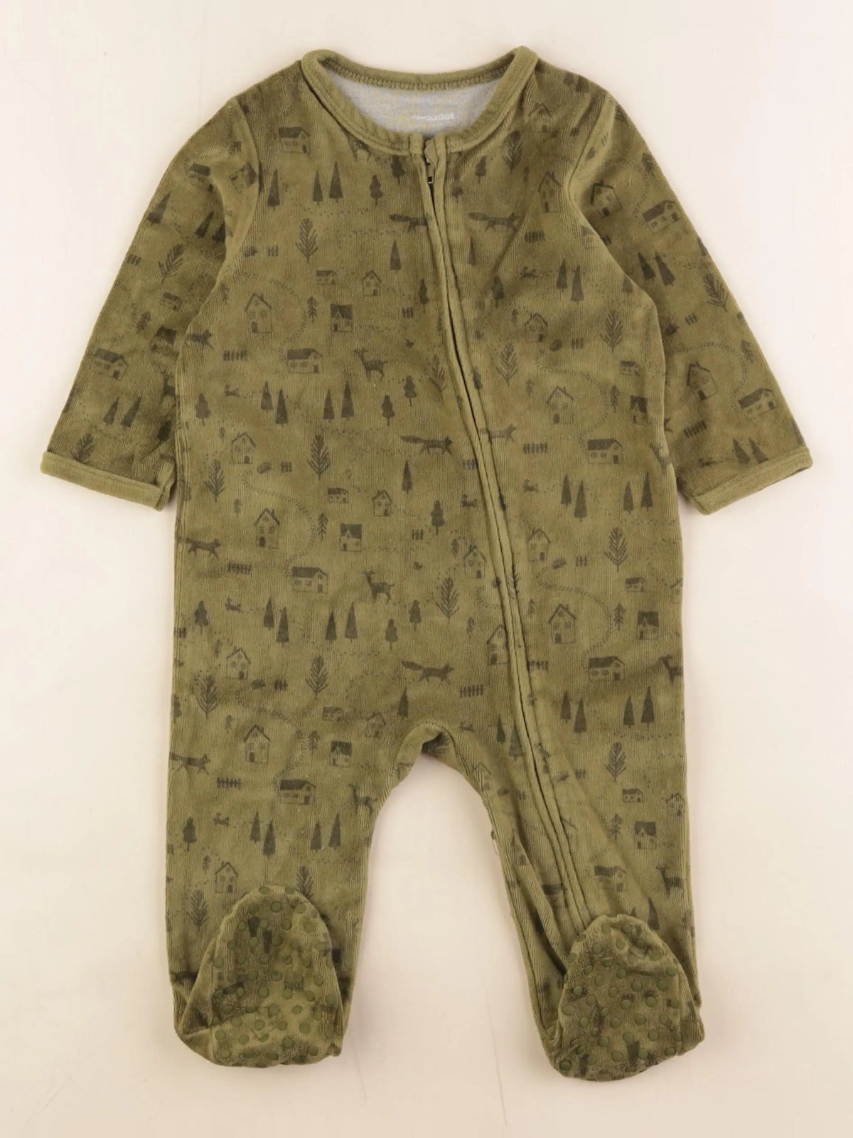 Vertbaudet - pyjama velours vert - 12 mois