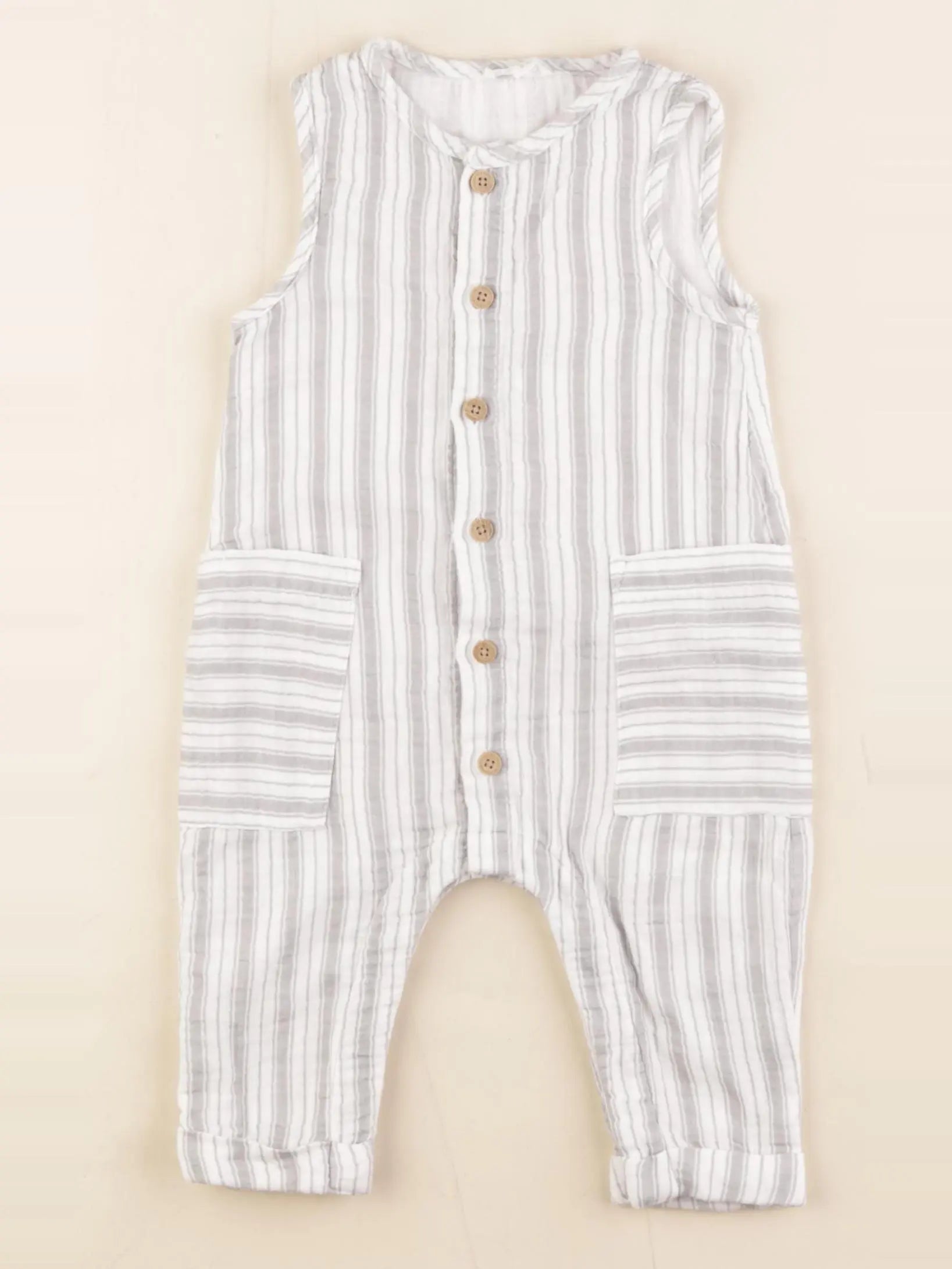 Vertbaudet - combinaison blanc, gris - 6 mois