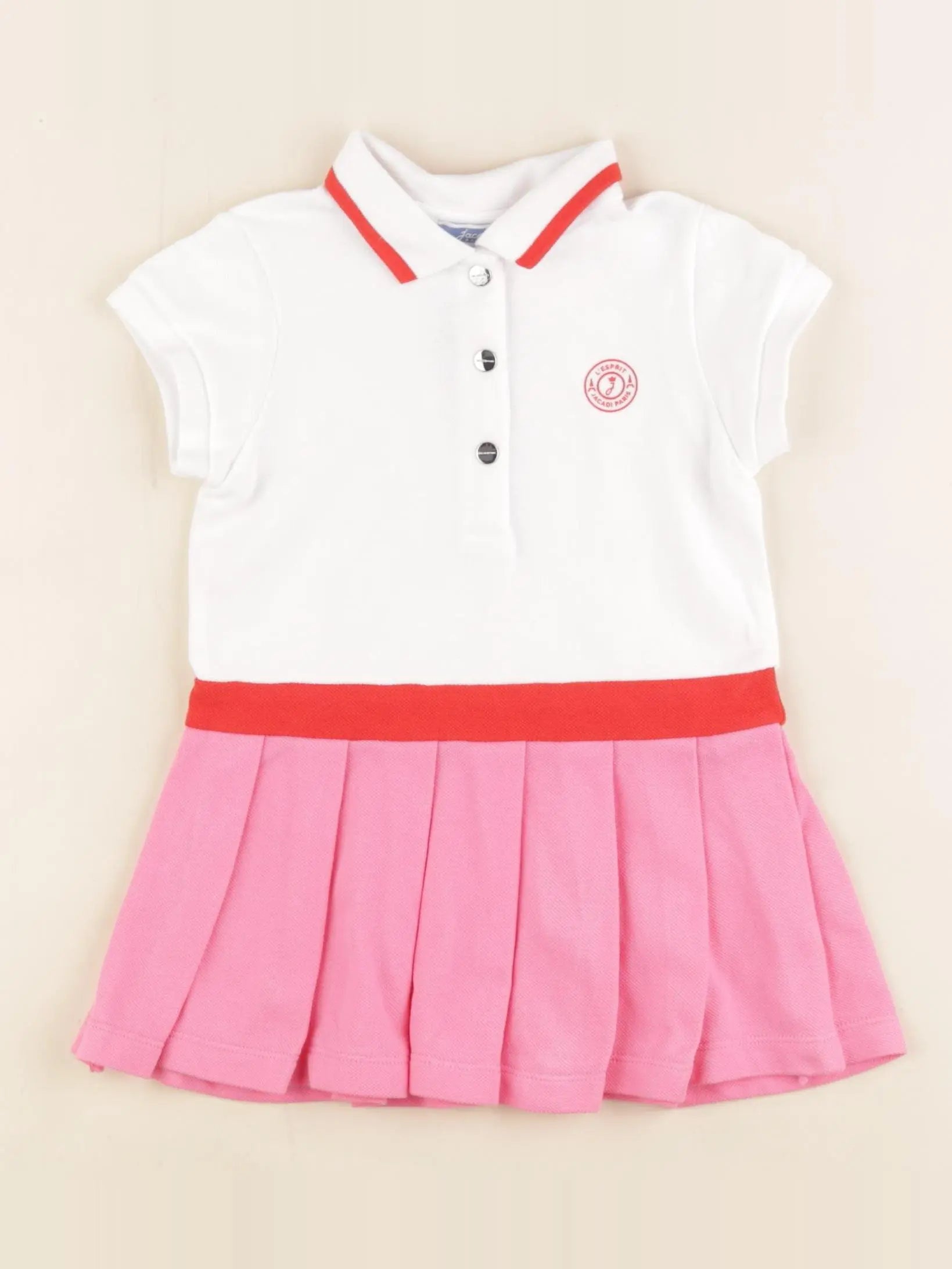 Jacadi - robe blanc, rose - 18 mois