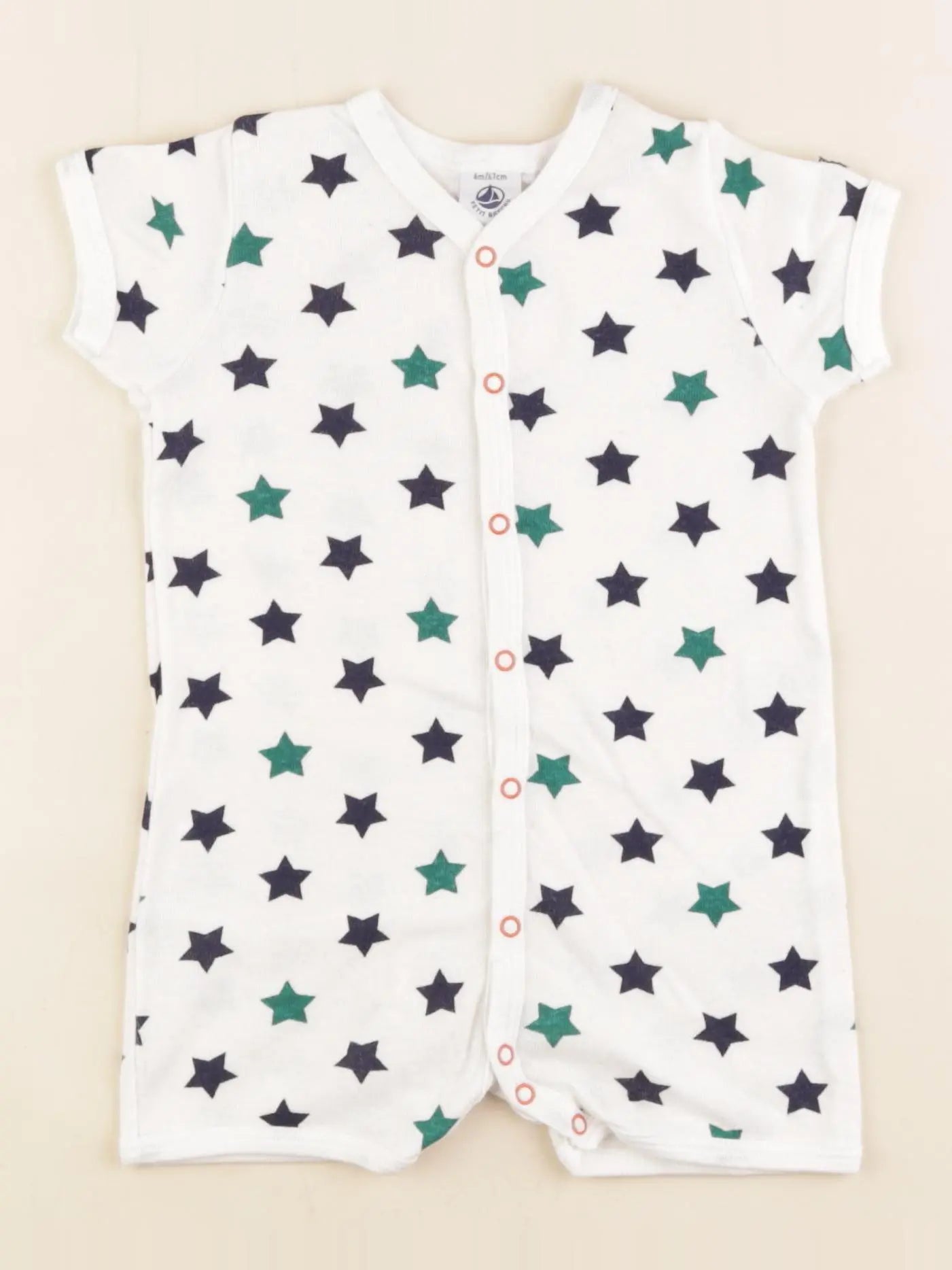 Petit Bateau - pyjama coton blanc, bleu, vert - 6 mois