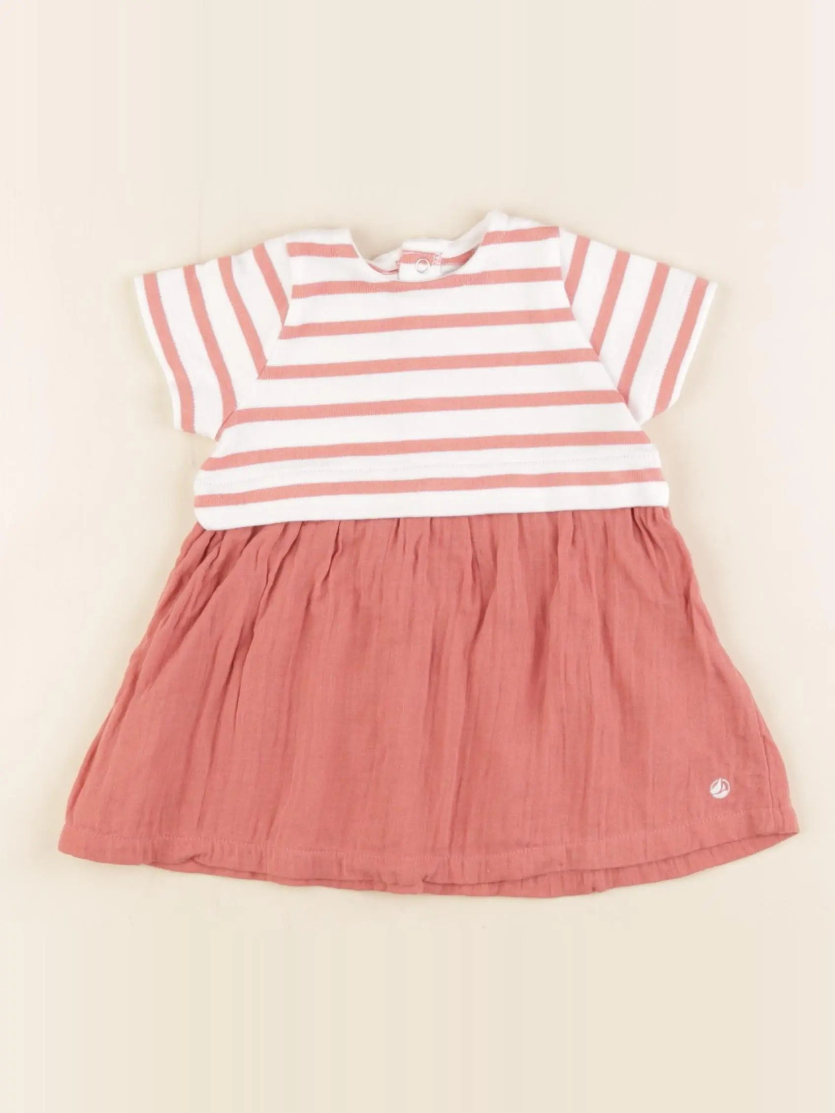 Petit Bateau - robe blanc, orange - 3 mois