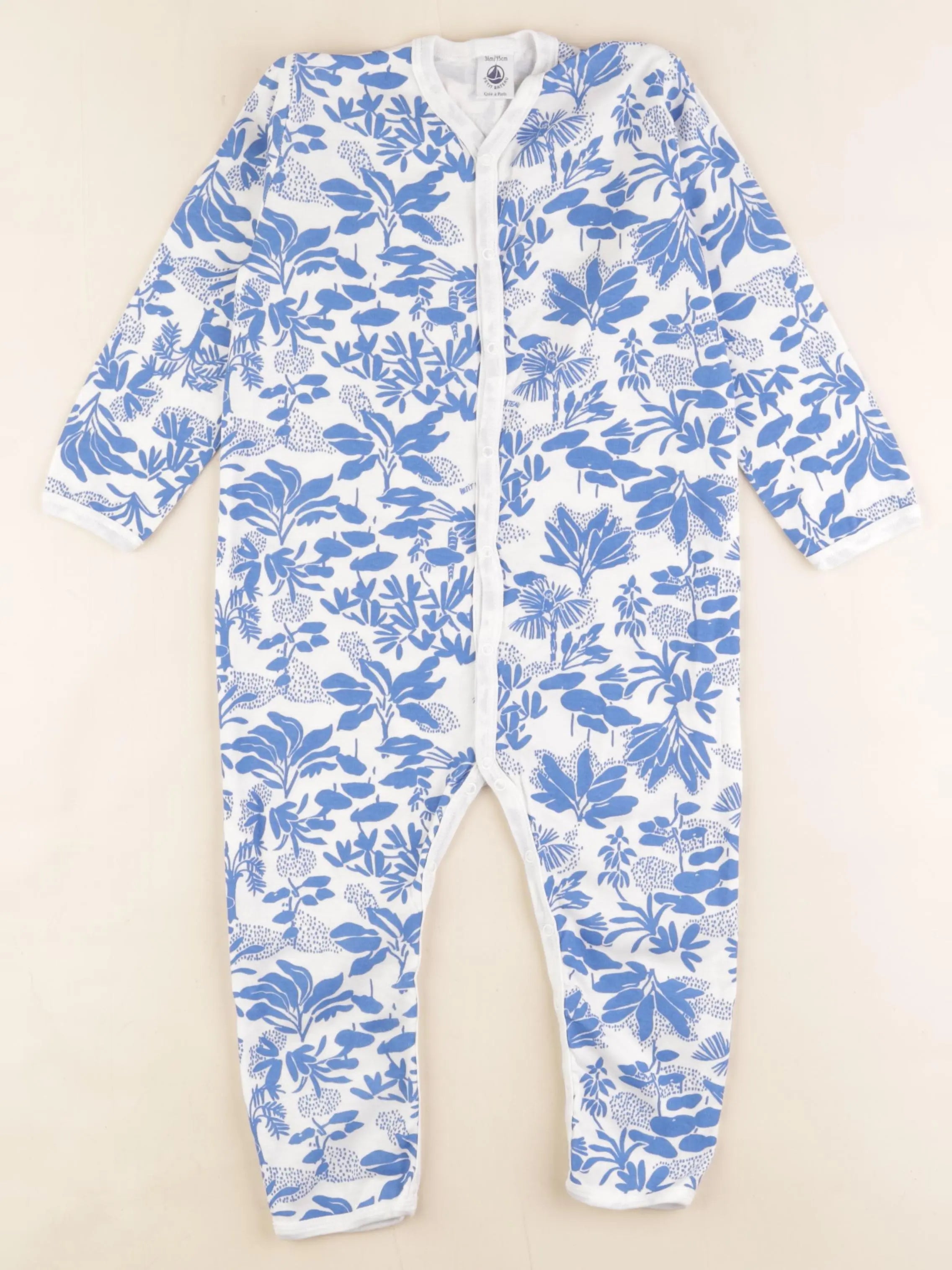 Petit Bateau - pyjama blanc, bleu - 36 mois