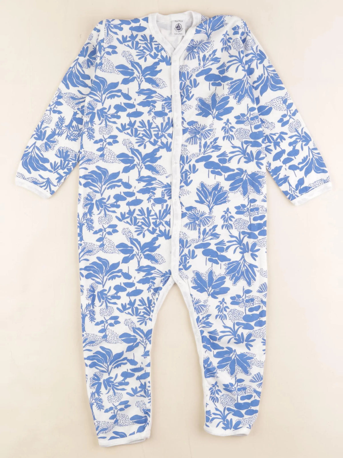 Petit Bateau - pyjama blanc, bleu - 36 mois