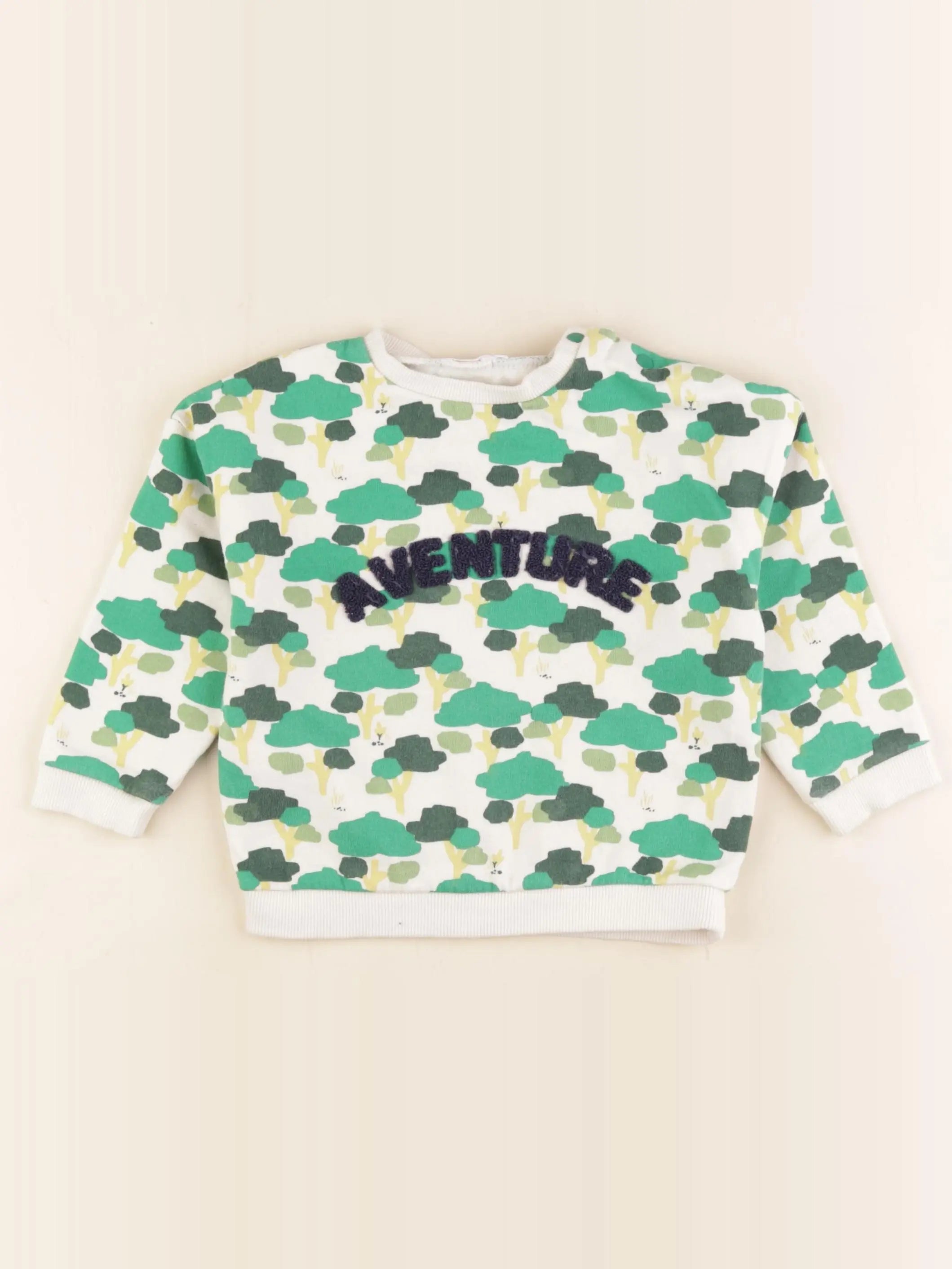 Boutchou - sweat beige, vert - 36 mois