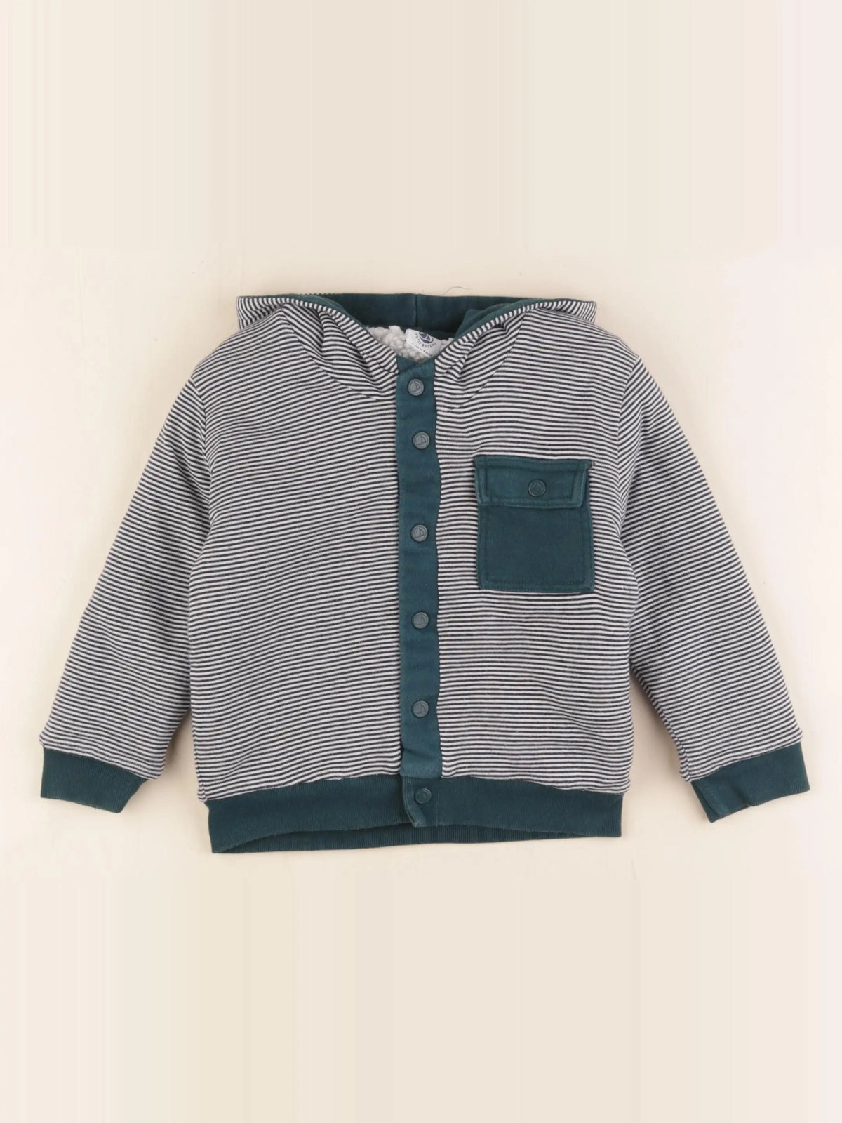 Petit Bateau - sweat blanc, bleu - 36 mois