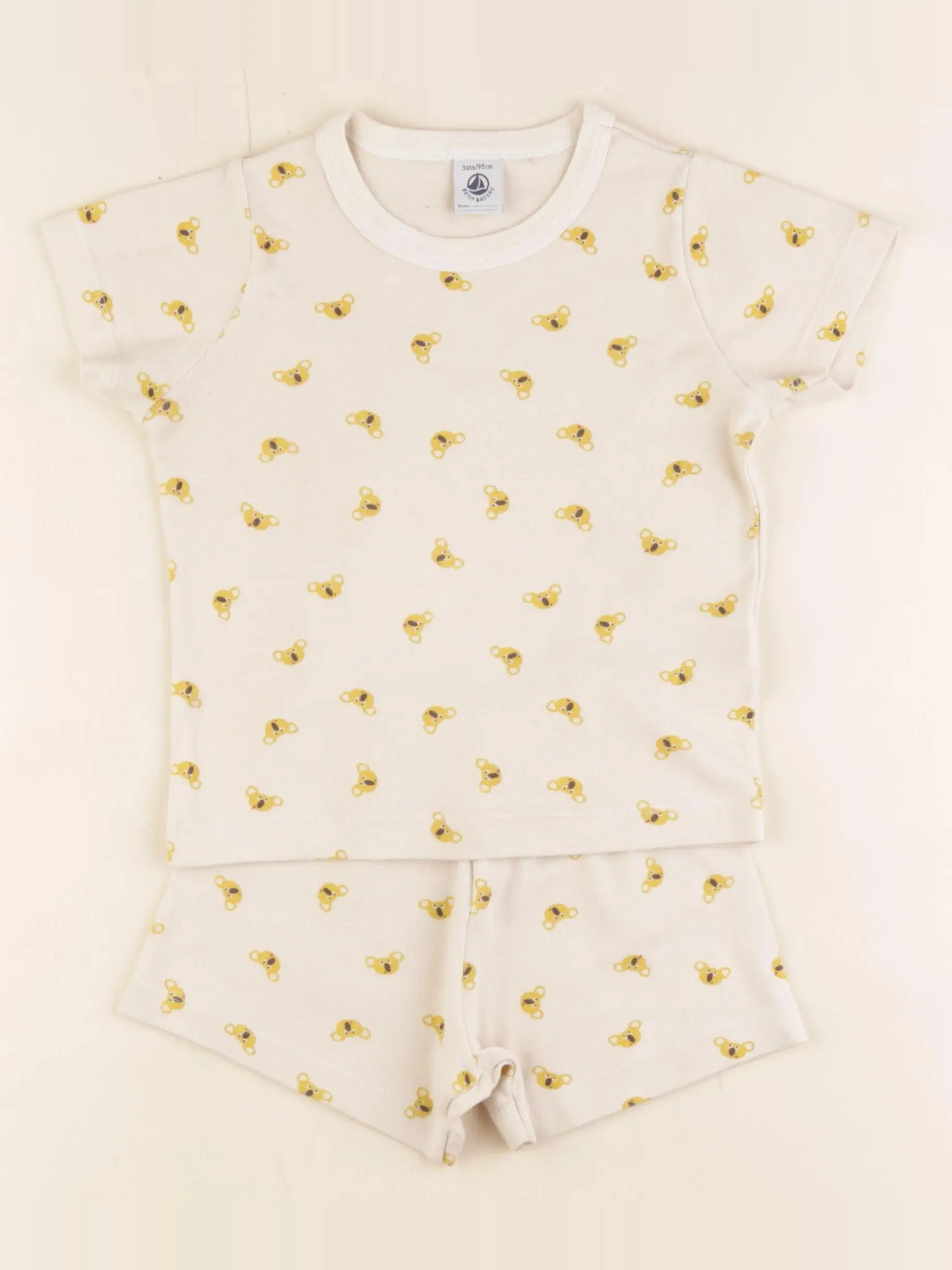 Petit Bateau - pyjama coton beige, jaune - 3 ans