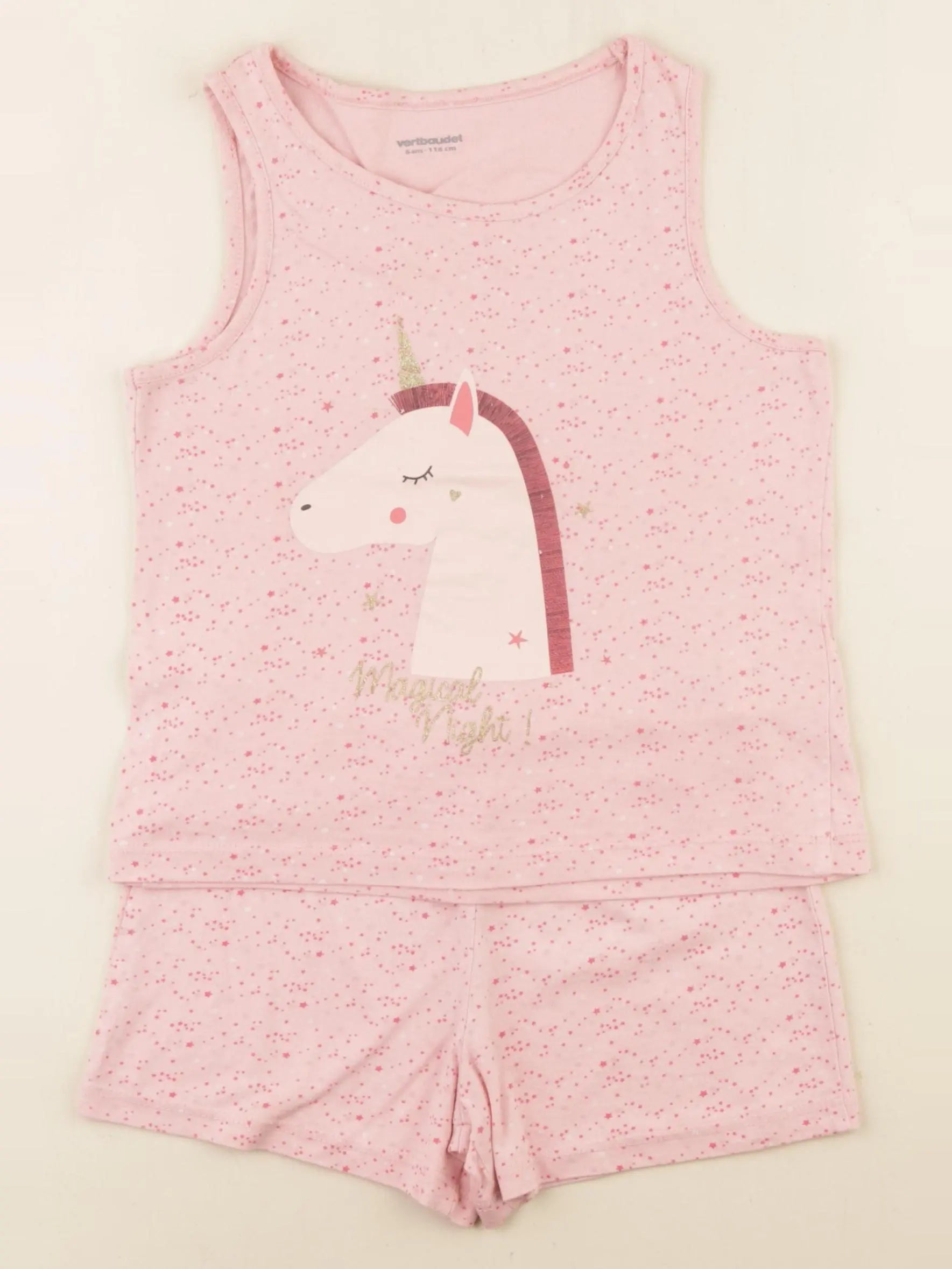 Vertbaudet - pyjama coton rose - 6 ans