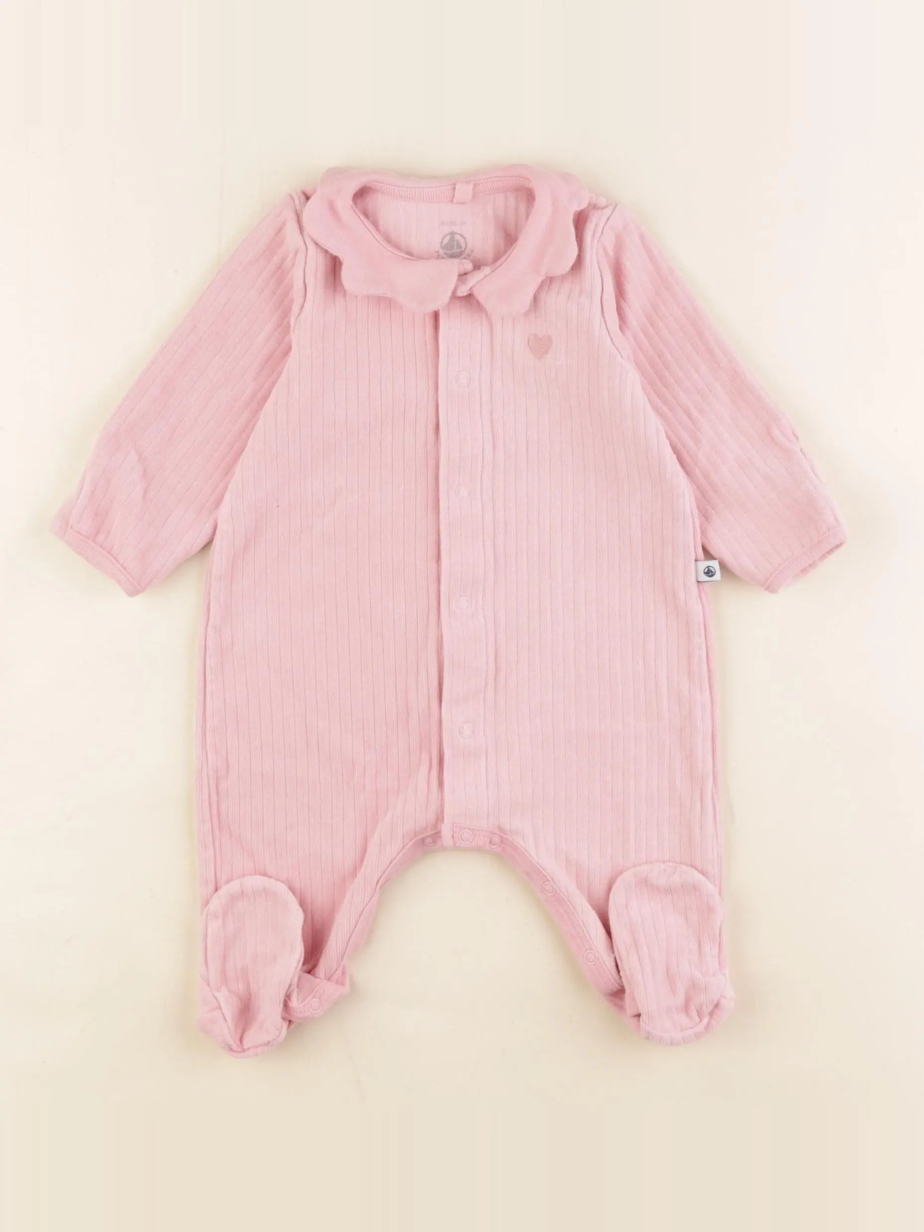 Petit Bateau - pyjama velours rose - 3 mois
