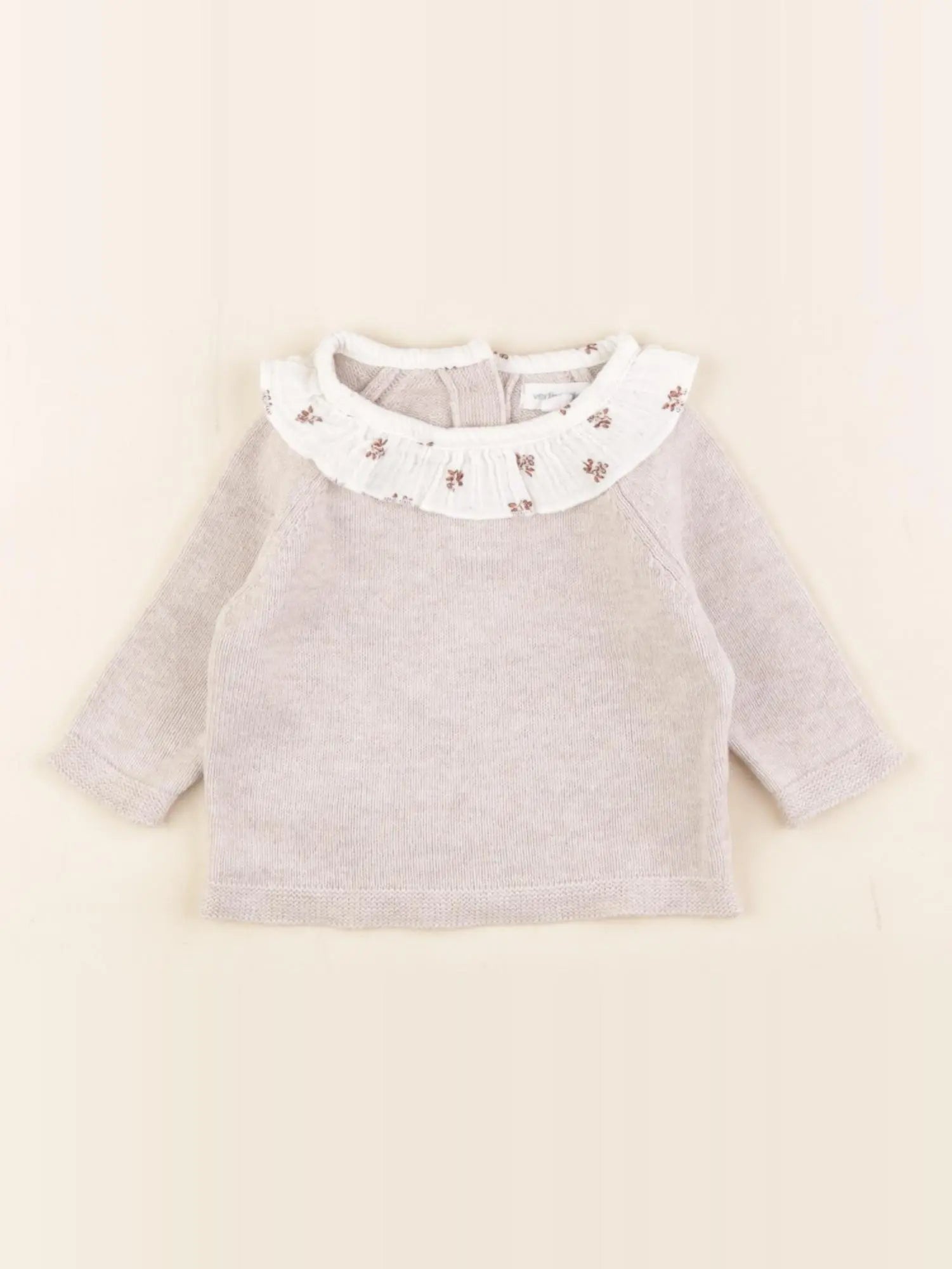 Vertbaudet - pull beige - 1 mois