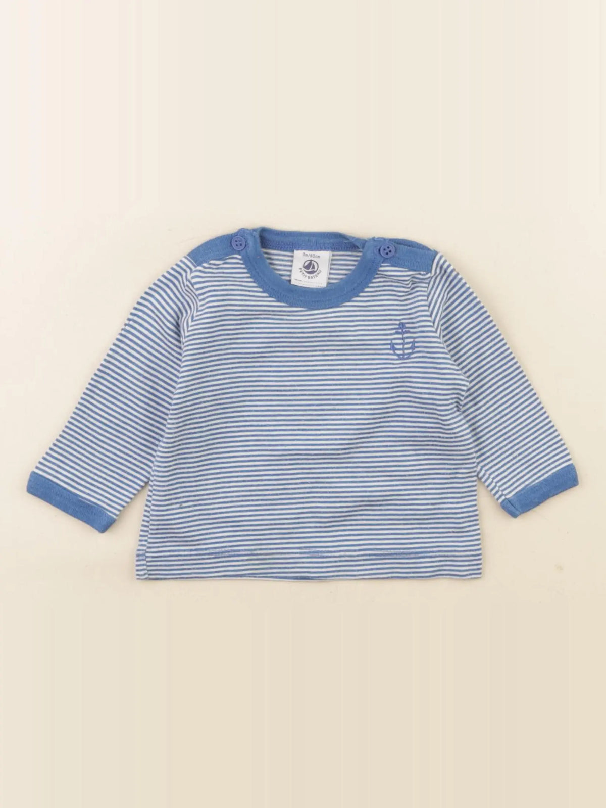 Petit Bateau - tee-shirt bleu, blanc - 3 mois