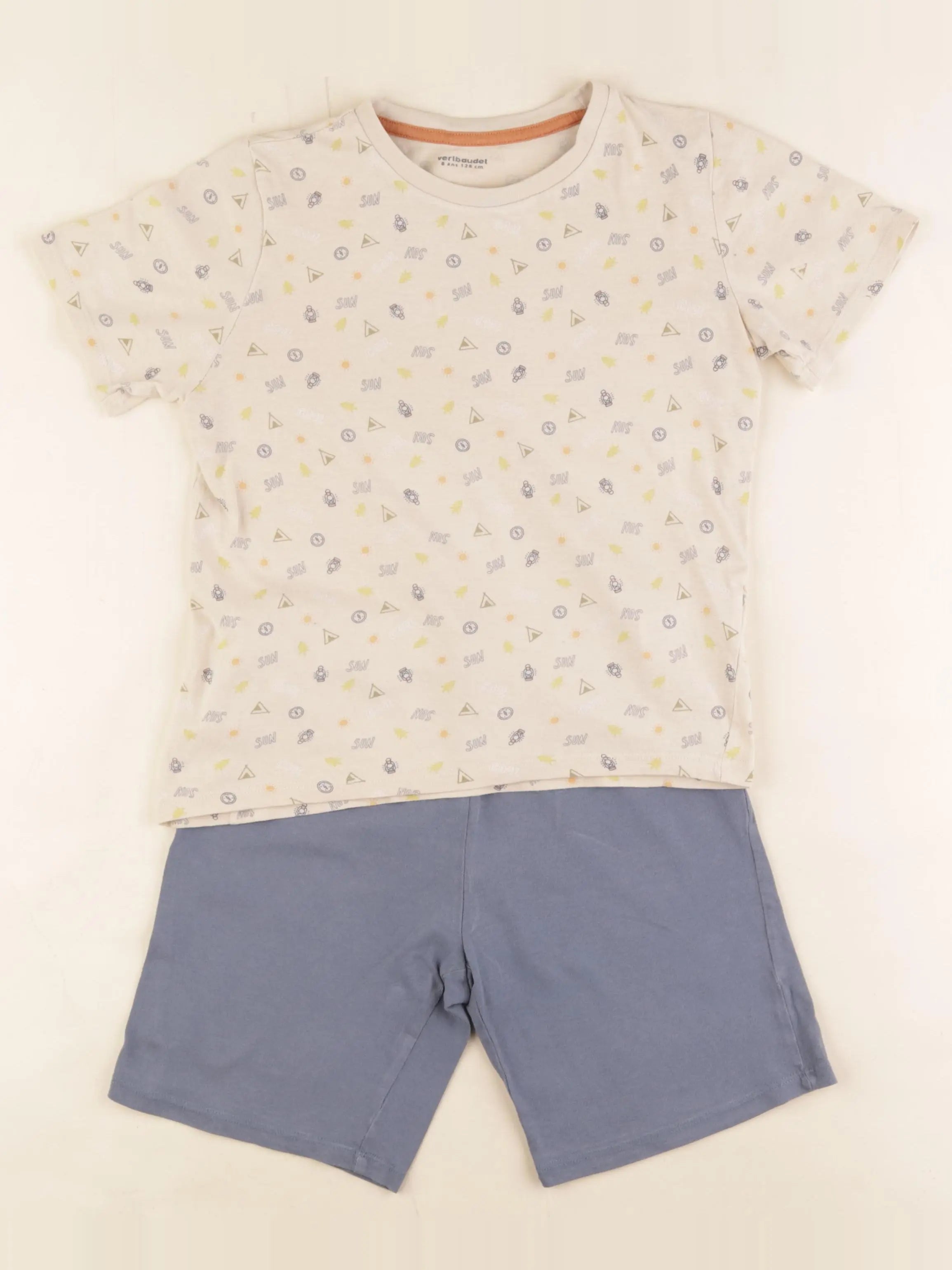 Vertbaudet - pyjama coton bleu, marron - 8 ans