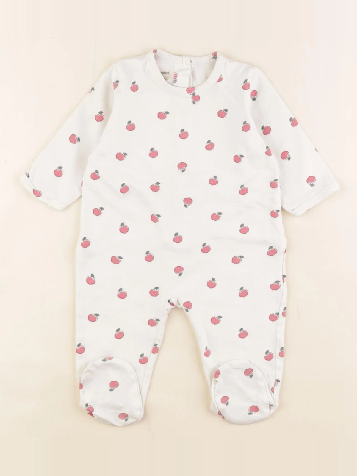 Vertbaudet - pyjama coton beige, rouge - 6 mois